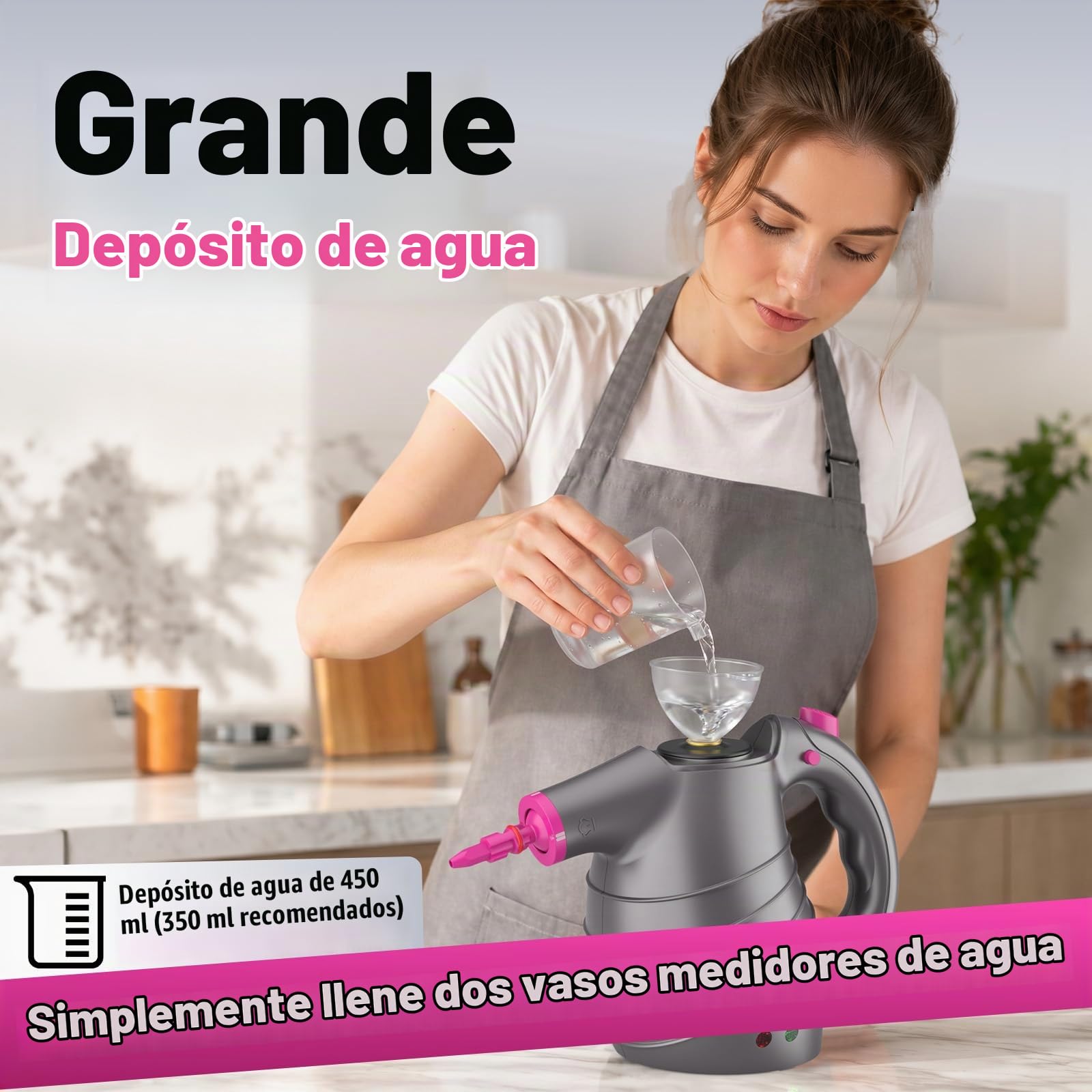 Limpiador a Vapor Portátil, Multiusos 1050W 105℃ 100% sin Químicos, 3.5Bar Alta Presión Vaporeta Limpieza Hogar con 10 Accesorios, Vaporeta de Mano para Cocina, Sofa, Ventanas y Juntas (Rojo)