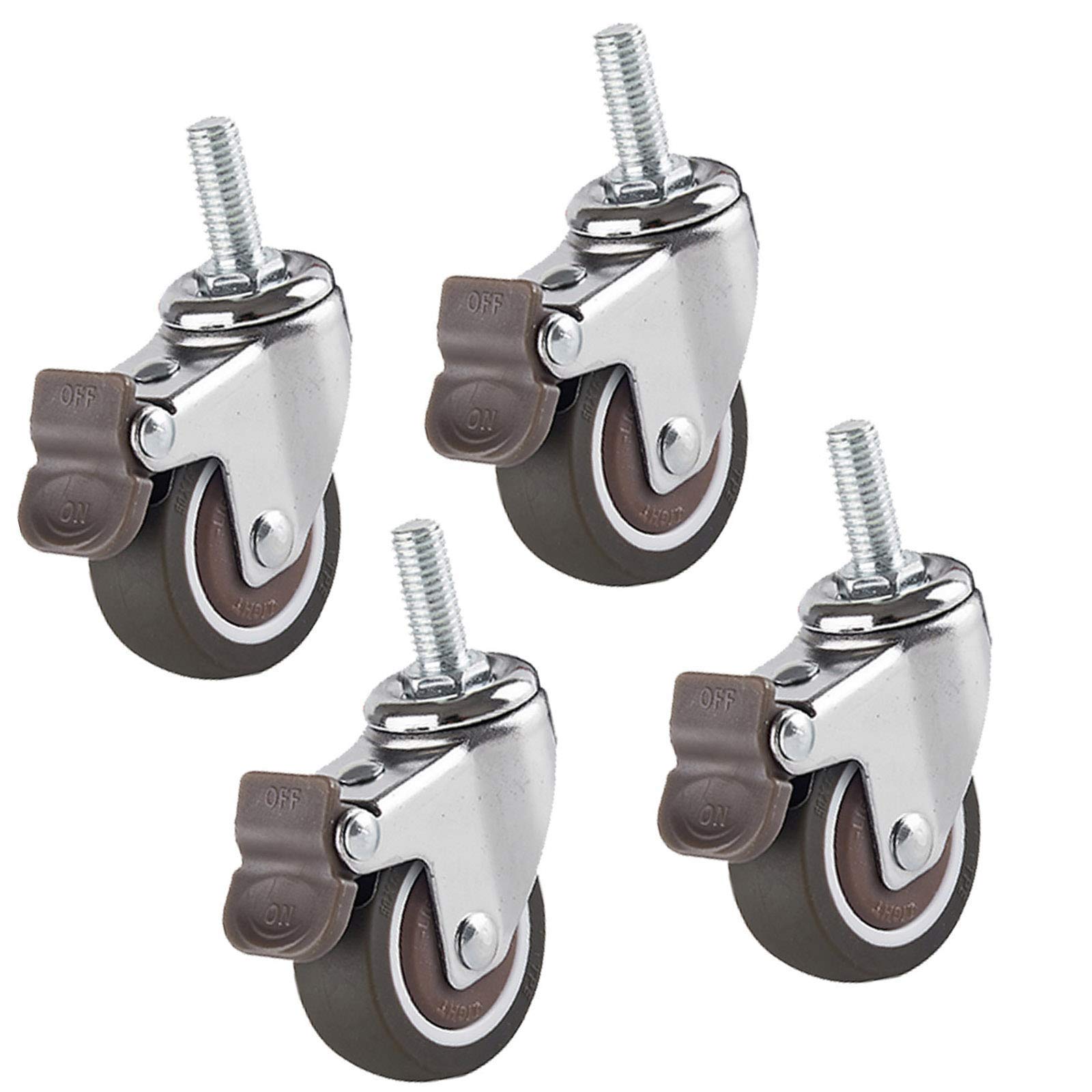 Roulettes pivotantes avec frein M6 M8 pour petit meuble et chariot de transport