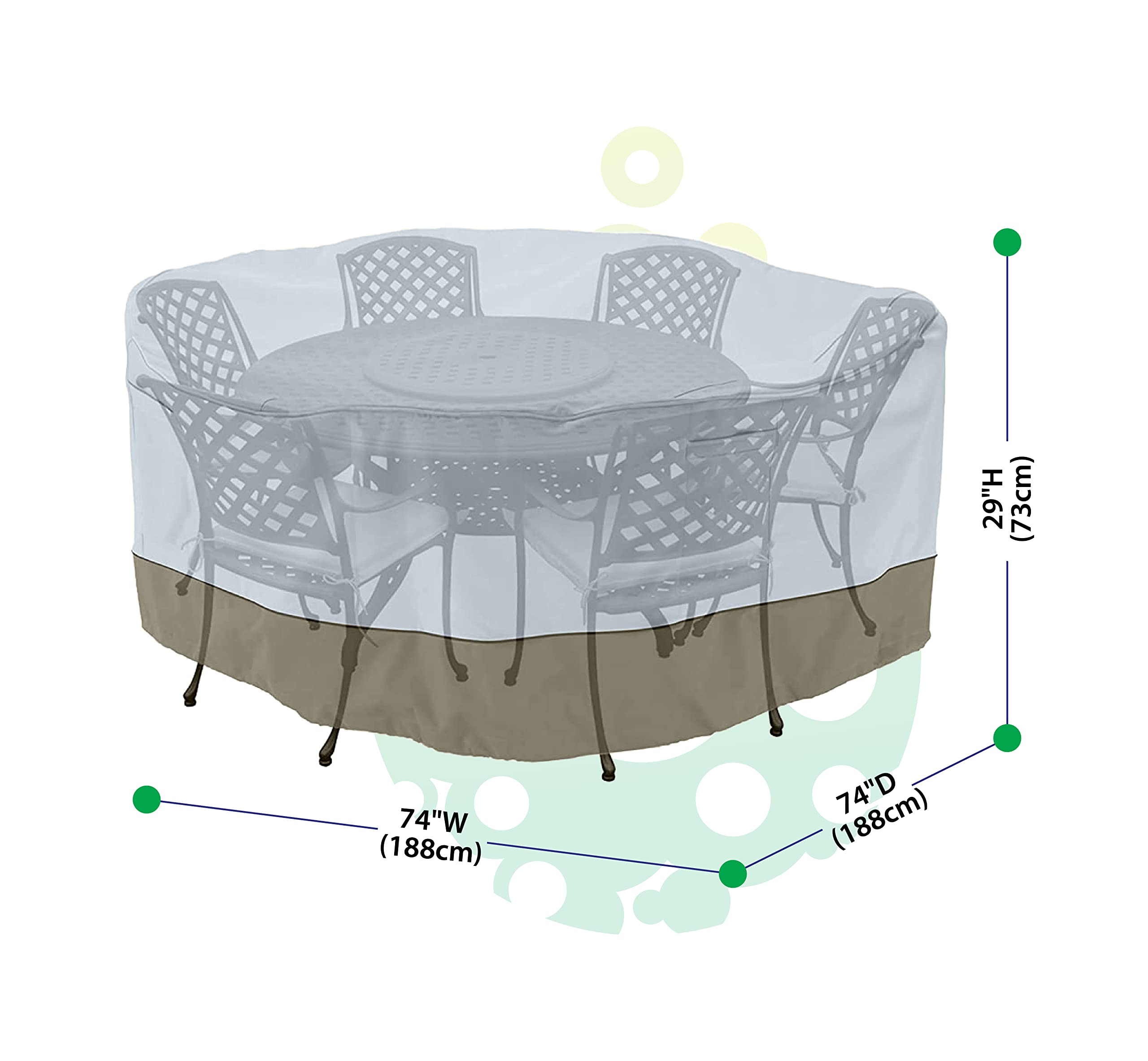 Monsoon 74 in. Round Patio Table with Chairs Cover 74L x 74W x 29H