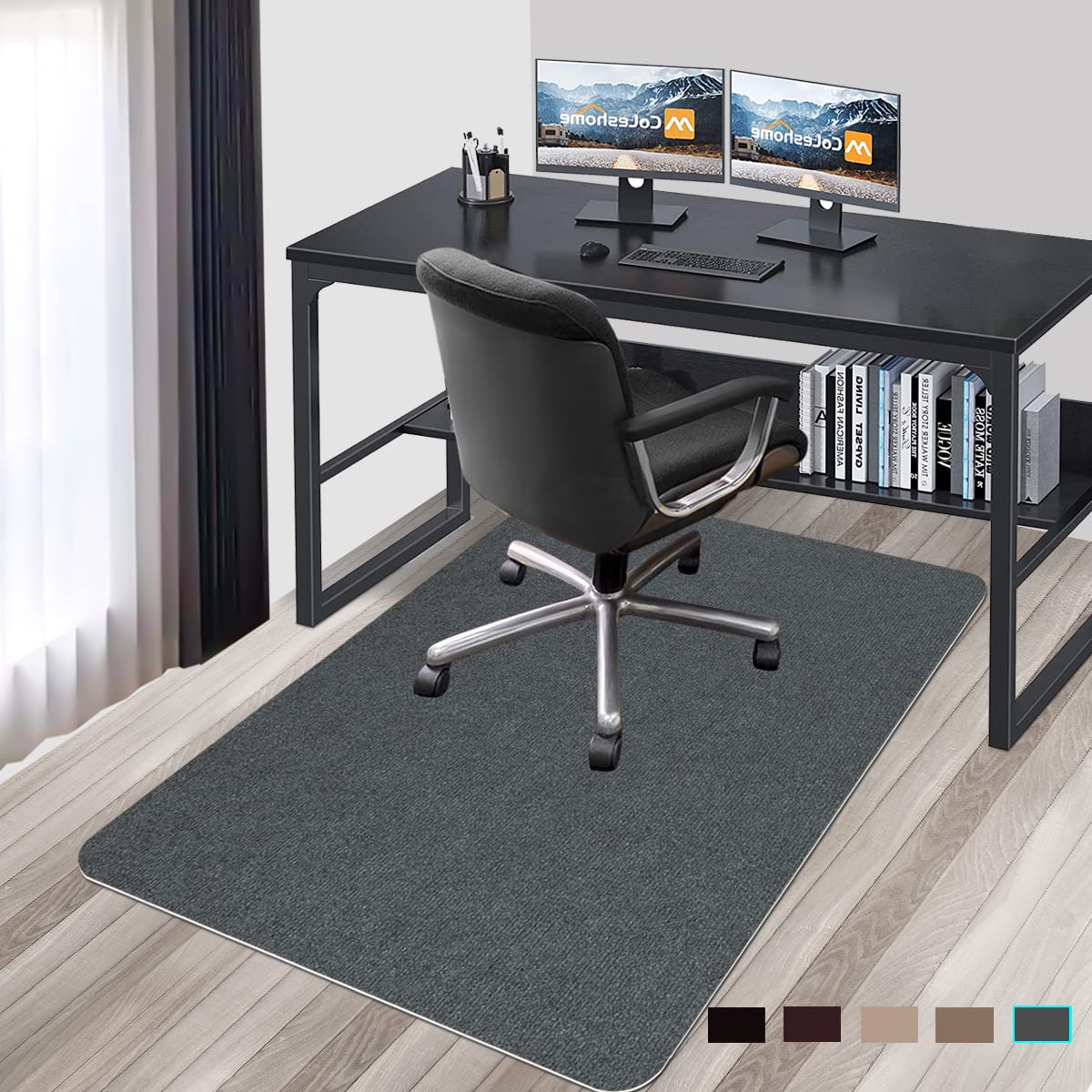 ꒰未使用꒱滑り止め加工 灰色 グレー 傷防止チェアマット 防音 カーペット Amazon.co.jp: 椅子 マット床保護マット 140×90cm PVC デスク