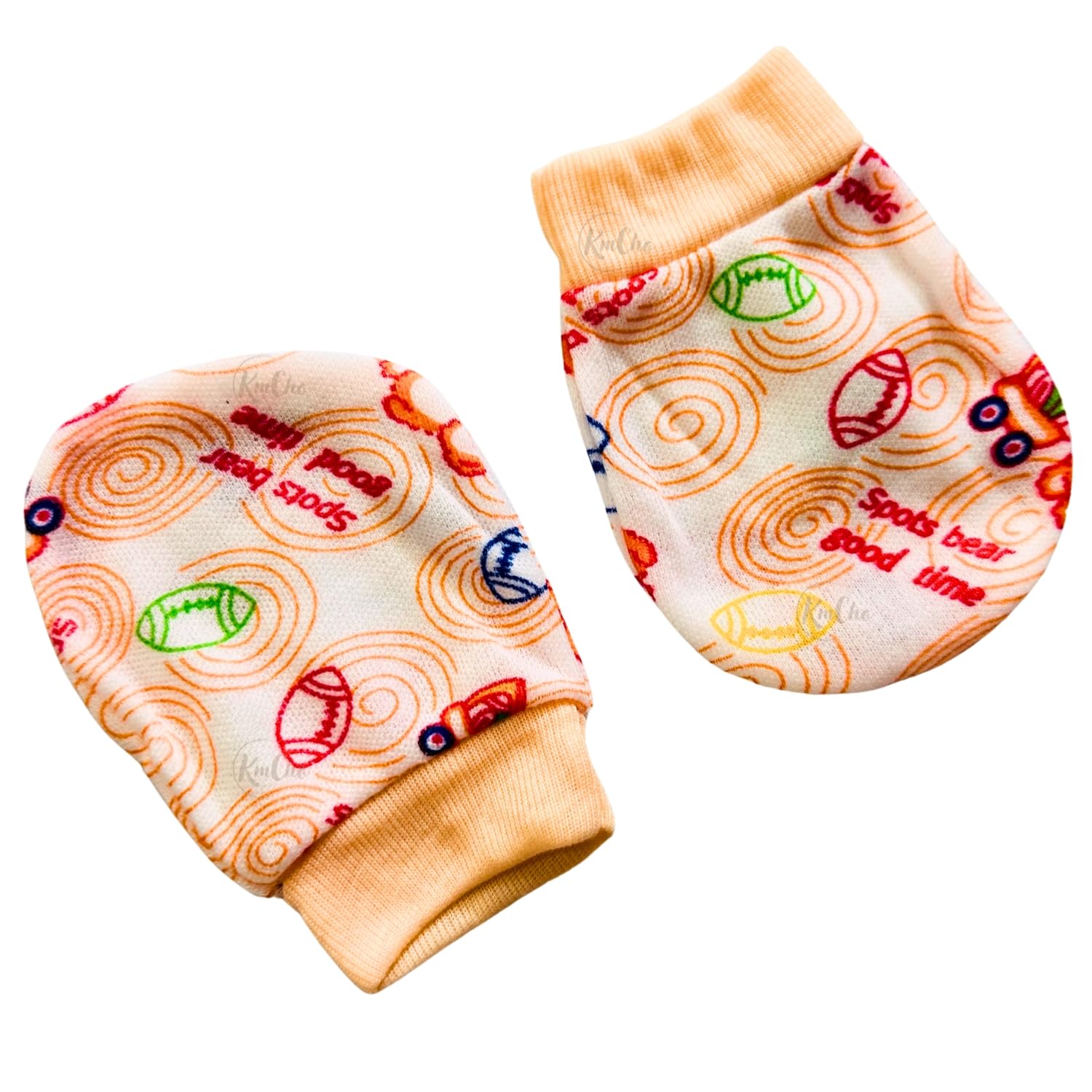 KmCho Multicolor Baby Grip Hand Gloves | Soft Cotton Anti-Scratch Mittens for Newborn Boys & Girls | Breathable, Skin-Friendly Infant Gloves - (Pack of 4 Pairs) 4