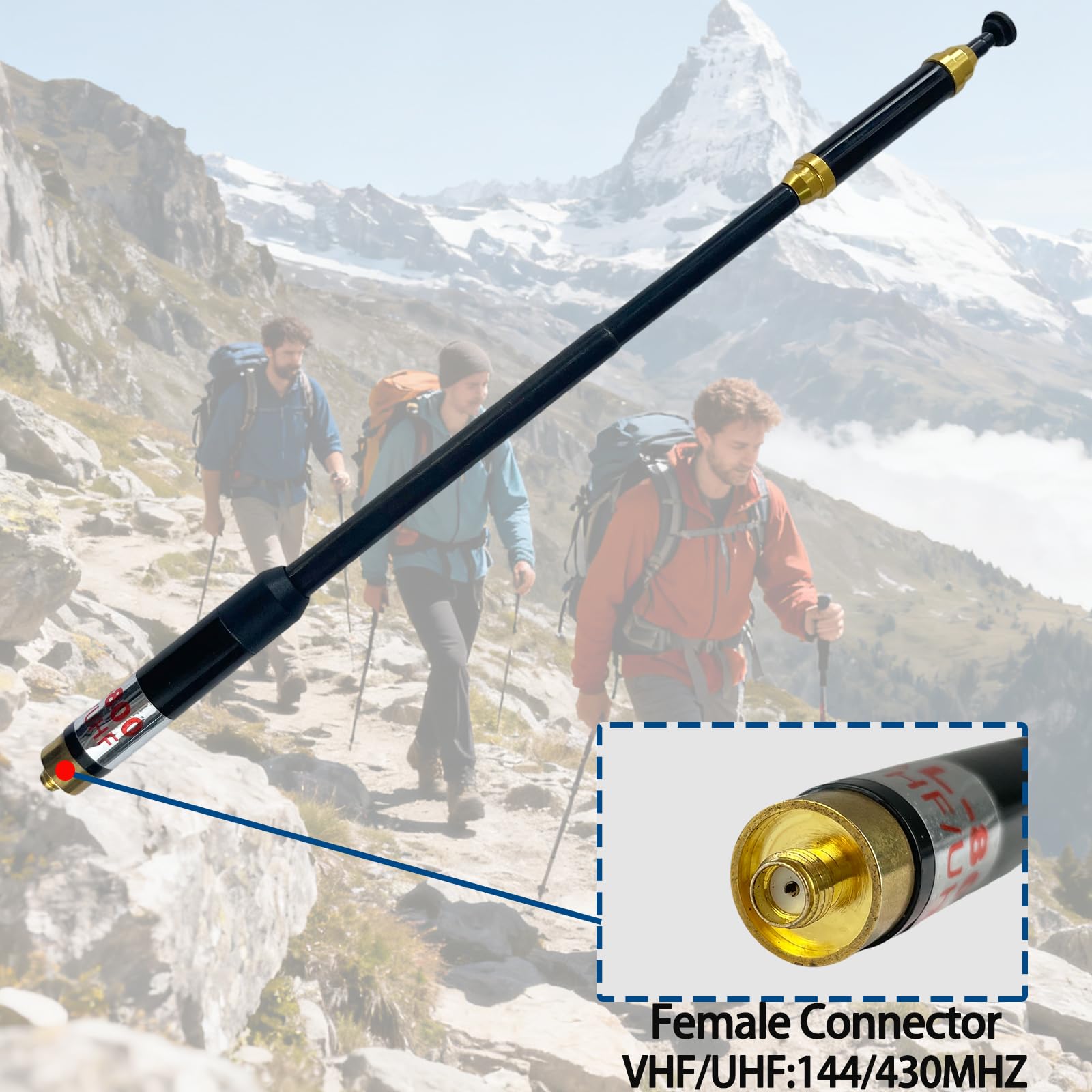AL-800 Antenne al800 SMA-Buchse 136-174/400-520MHz UHF VHF Dual Band High Gain Teleskopantenne für BFUV-5R, UV-5RH, UV-5R Mini, DM-180DM-32, DM-180, UV-82, UV-K5(8), UV-K6Walkie Talkie 2 Packungen