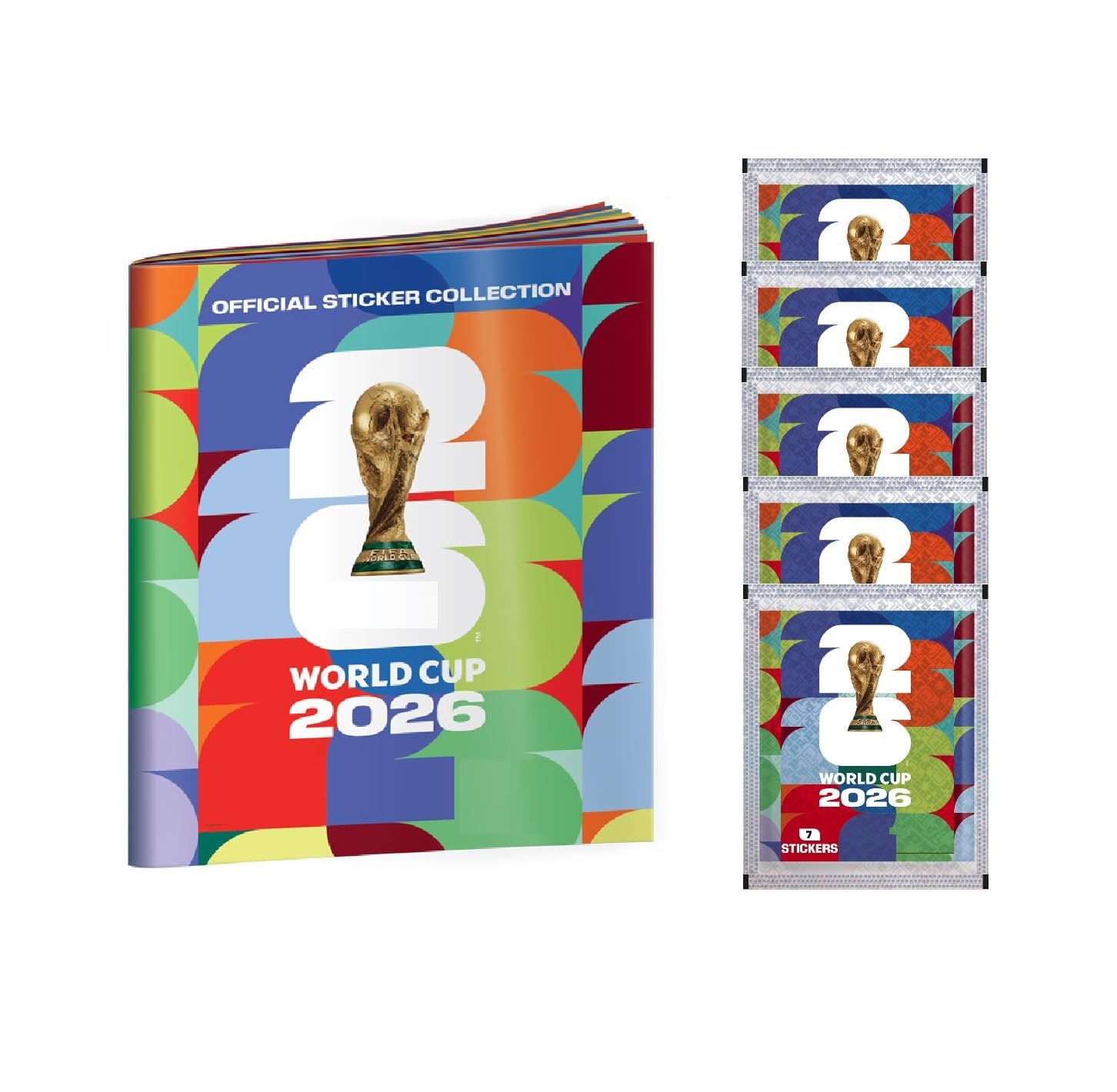 MUNDIAL USA 26 1 Album vacío (sin sobres ni cromos) + 5sobres de cromos (pegatinas) de fútbol 2026 de España