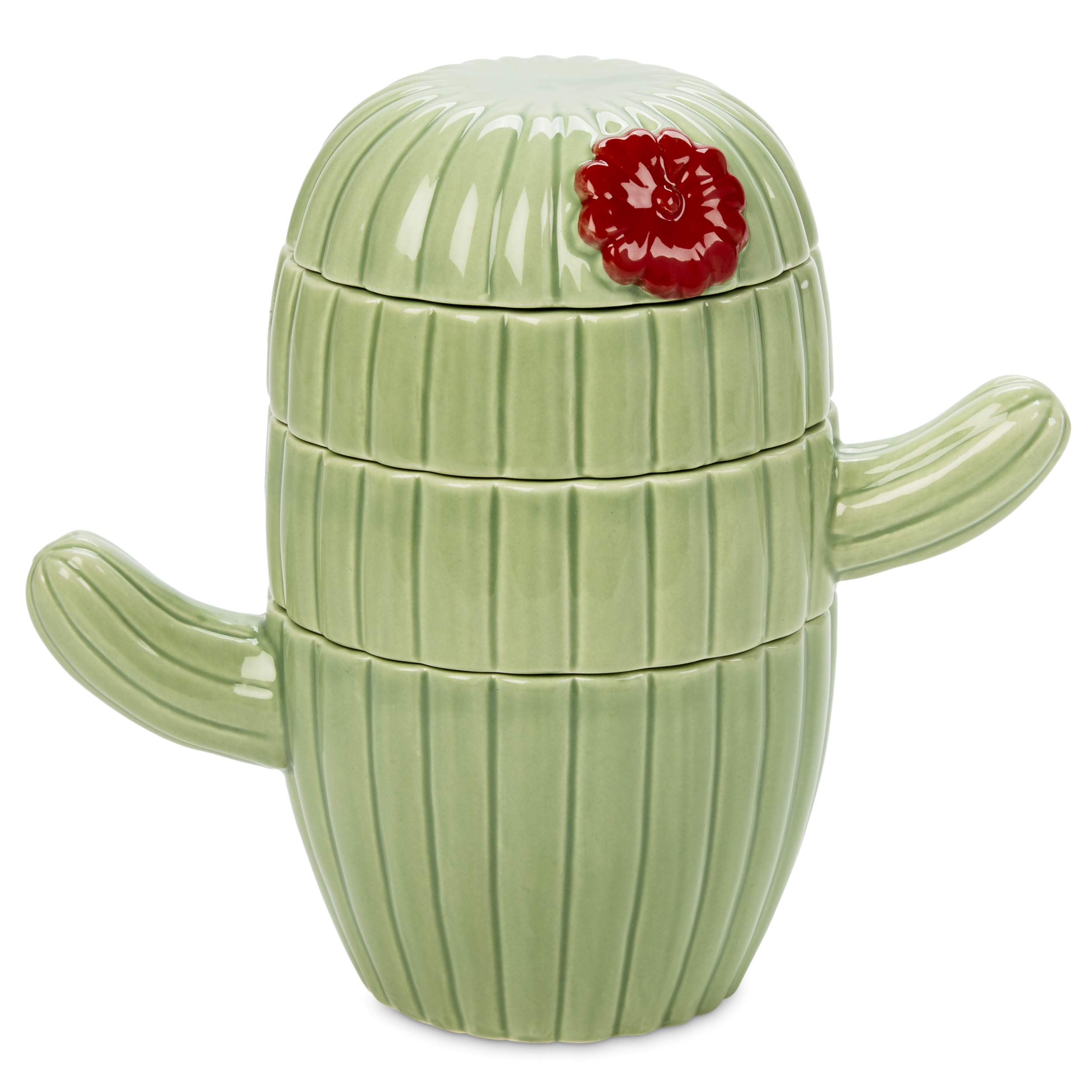 Set Of 4 Decorative Cactus Shaped Stackable Ceramic Kitchen Measuring Cups In 4 Assorted Sizes Amazon Sg Home