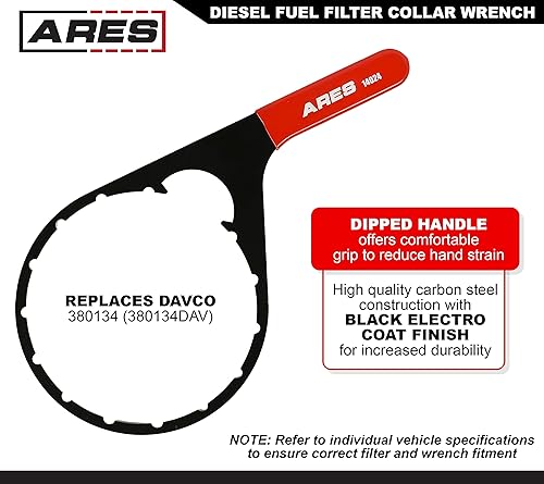 Miniatura 2 de ARES 14024 - Llave de cuello de filtro de combustible diesel, 6 pulgadas de diámetro, negro, acero al carbono