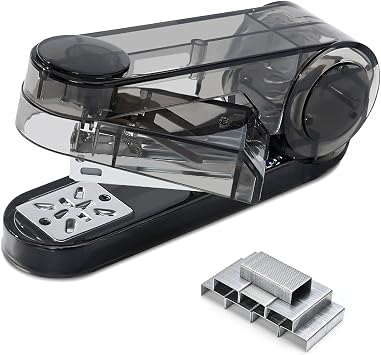 Temiary Swing-Arm Swivel Stapler with 400 Staples, 360 Degree Rotate Desktop Staplers for Booklet or Book Binding, 25 Sheet Capacity for Desk Classroom Office Supplies Black