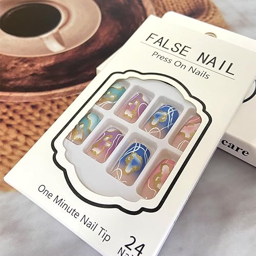 Miniatura 10 de Uñas postizas largas cuadradas a presión, color morado, color liso, diseño de diamantes de imitación, uñas postizas brillantes de cobertura completa