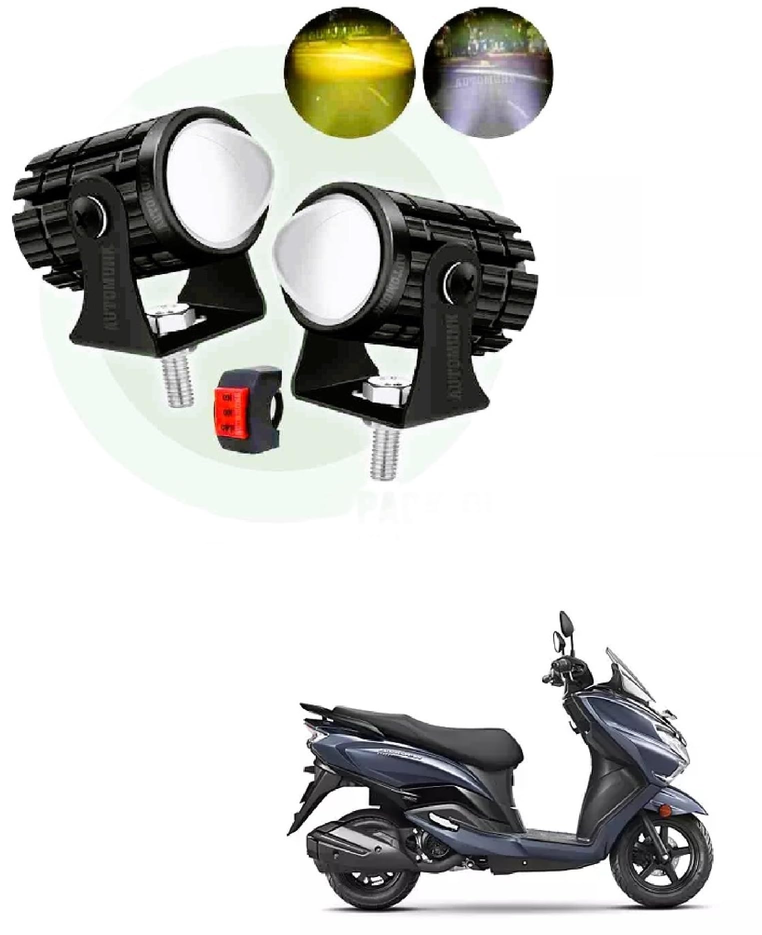 LED Fog Light | Capable for Suzuki Burgman Street 125 | 2 Mode Spotlight | (Pack OF 2 with Switch).-image-10