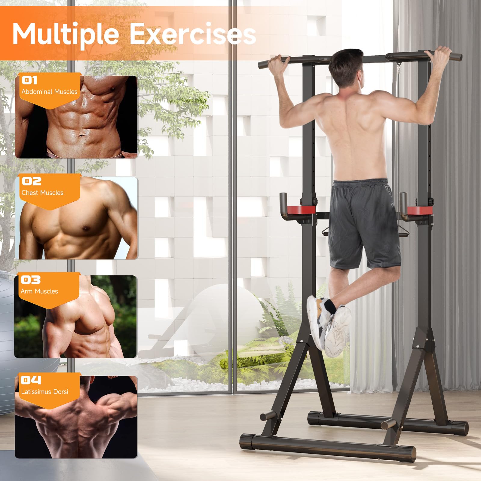 Dskeuzeew Power Tower - Station de musculation avec barre de traction - Multifonction - Pour la musculation à la maison