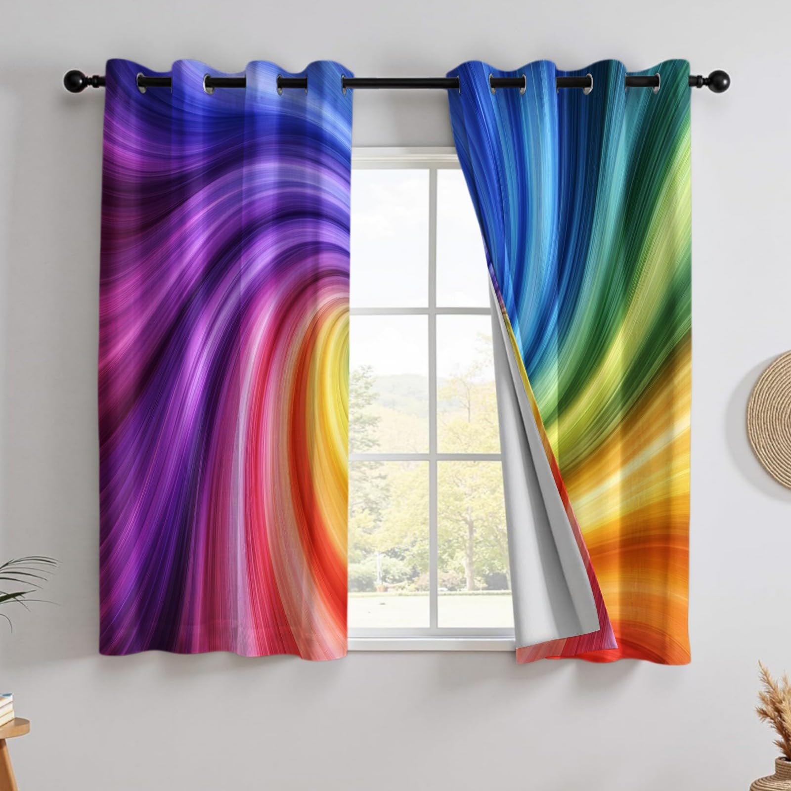 Rideaux Occultants Thermiques Lot de 2, Motif en Spirale géométrique 140L X 175H cm Isolation Contre Le Froid et la Chaleur, pour Chambre et Salon