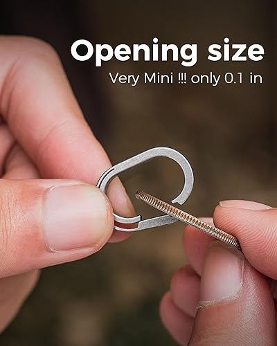 Miniatura 4 de FEGVE Llaveros de titanio con 2 llaveros de acero inoxidable, mini mosquetón, pequeño llavero de conexión de liberación rápida, accesorios para el