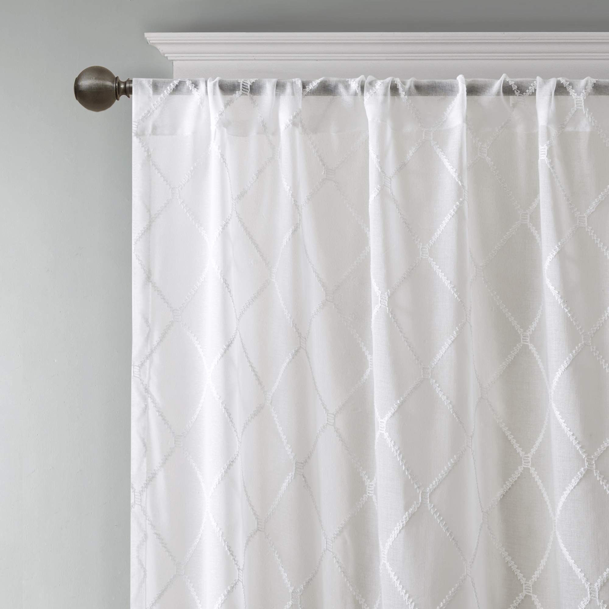 Madison Park Irina Sheer Embroidered Single Curtain for Kitchen Transitional Fabric Sheers Single Curtain for Living Room 1-Panel Pack - Image 3