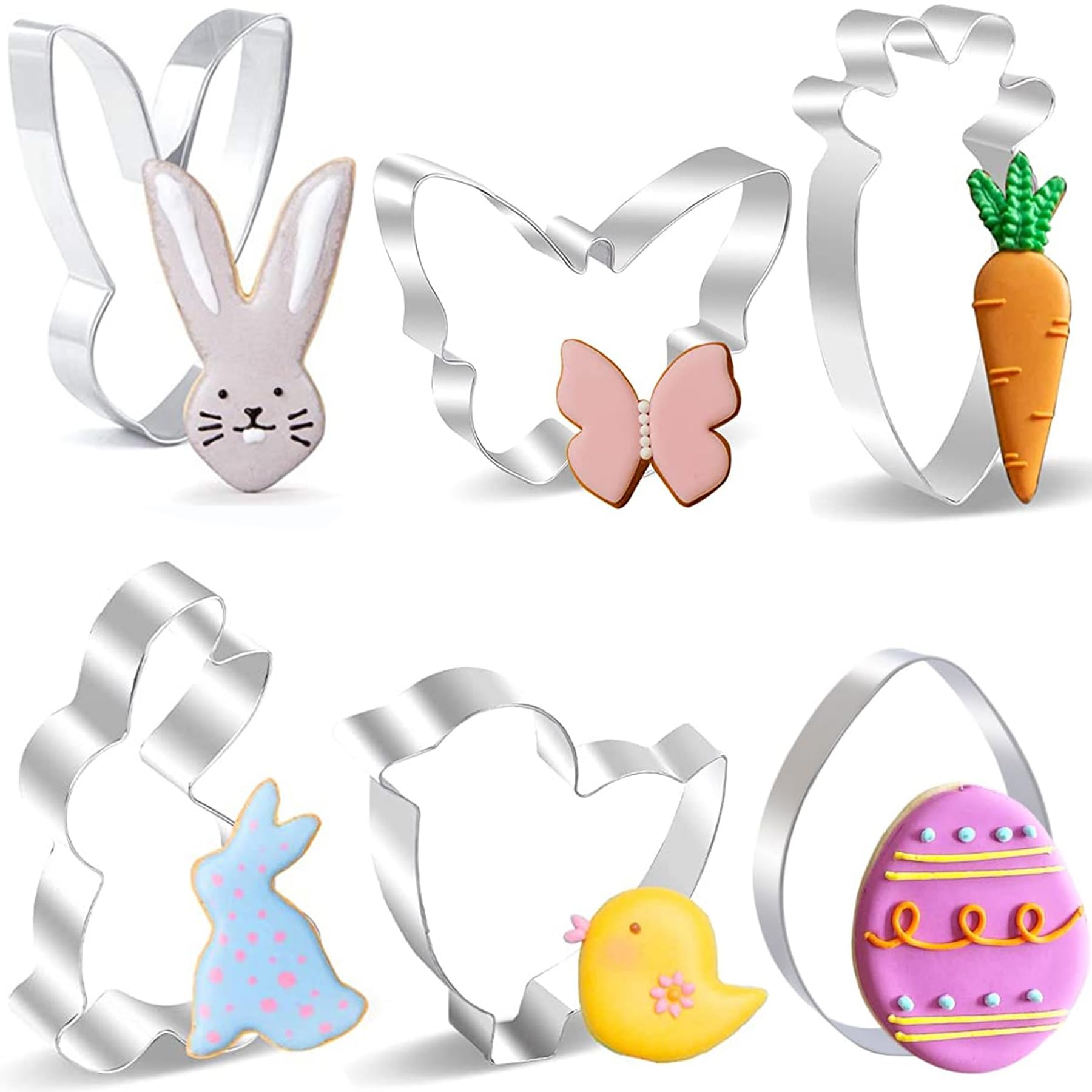 BELSVOR Set mit 6 Ausstechformen Ostern, Ausstecher ostern aus Edelstahl, Ausstechformen für Dekoration Keks/Kuchen/Plätzchen/Gebäck, Keksausstecher 6 Stück