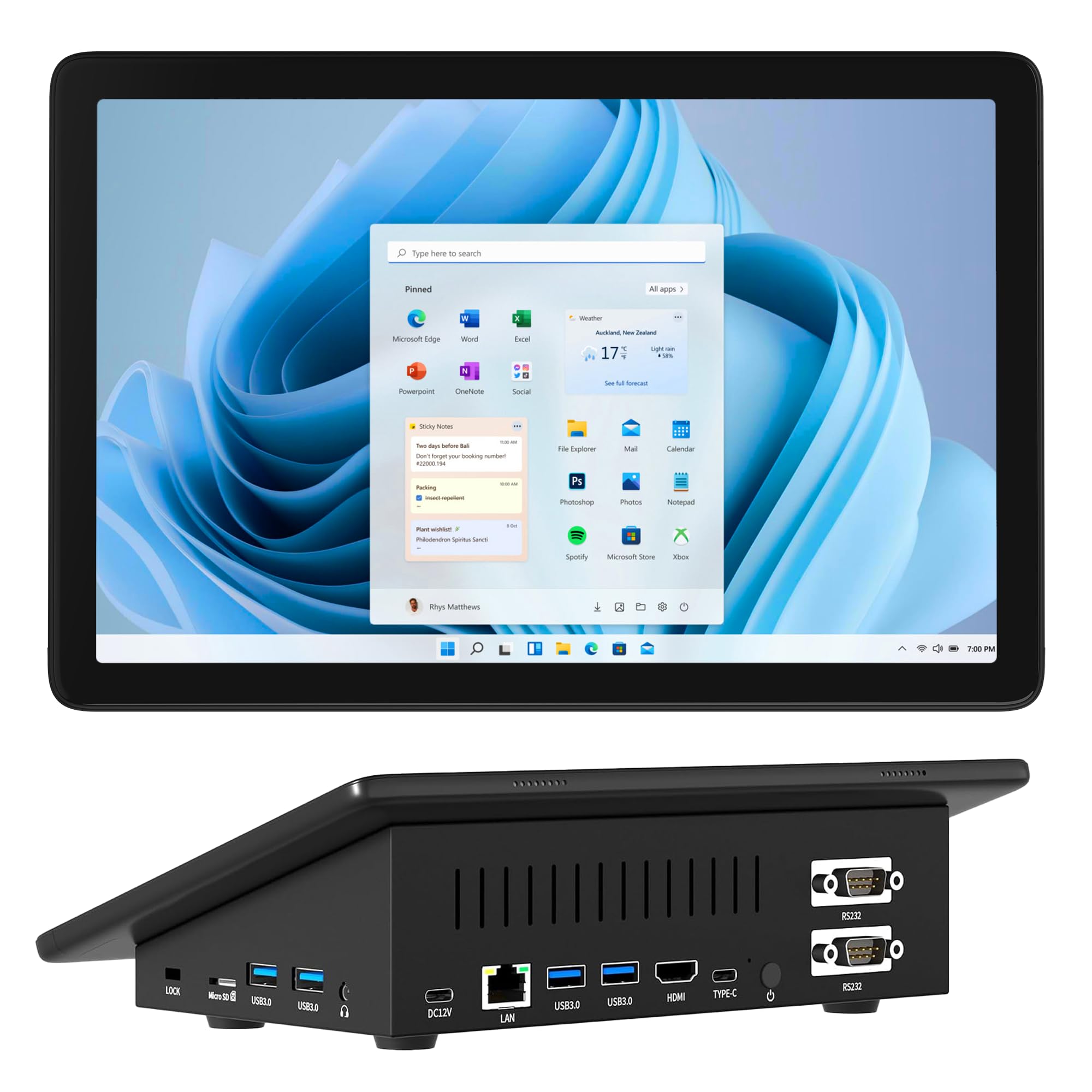 Mini Computer PC 10,1 Zoll Mini Computer Deko, N5095 Win 11 Pro mini-pc mit Touchscreen, 8GB RAM, 128GB ROM, 5000mAh Akku, Dualer 4K Bildschirmanzeige, HDMI2,0, Typ-C3.1/WiFi5,0 / BT5,0