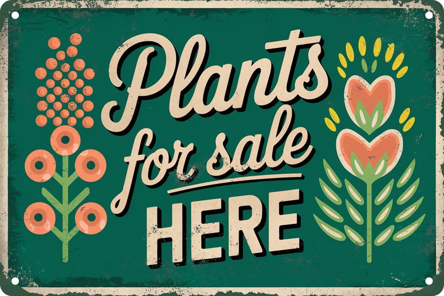 SMAZDFXX Plants For Sale Here Funny Metal Tin Sign For Home Greenhouse Shop Club Garden Yard Wall Art Decor Plaque Poster 12"x16"