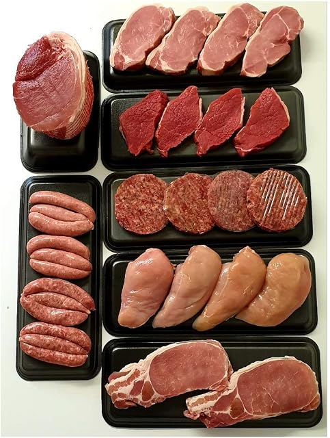 Extra Value Bargain Family Meat Hamper Pack Bulk Buy Pork, Steak, Sausage, Bacon, Chicken, Beef Burgers, Gammon Joint Fresh Modern Family Buy