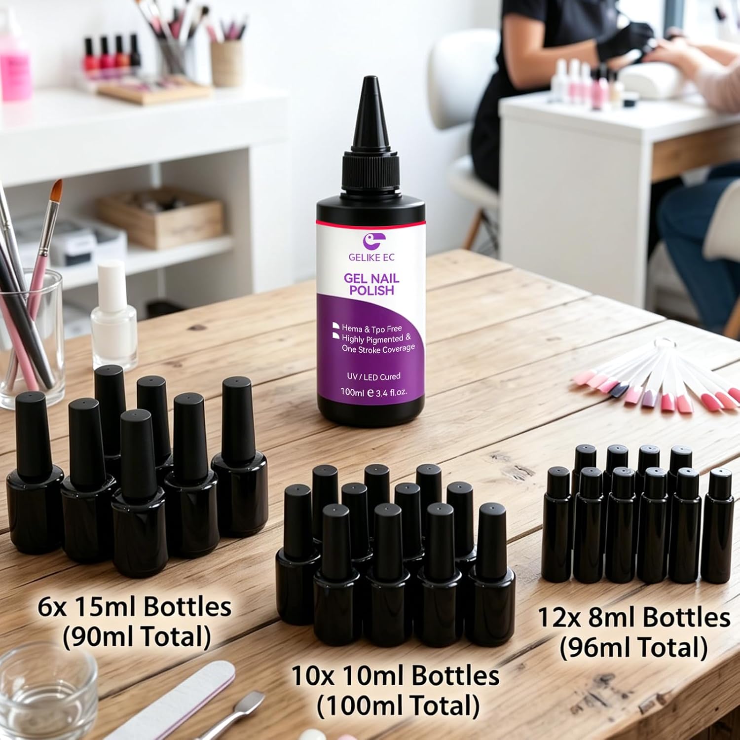 gelike ec Refill Gel Nail Polish: 2Pcs 100ml Red Color Need UV/LED Lamp Long Lasting Big Bottles Large Size Gel polish TPO&Hema-Free Professional Manicurist Use