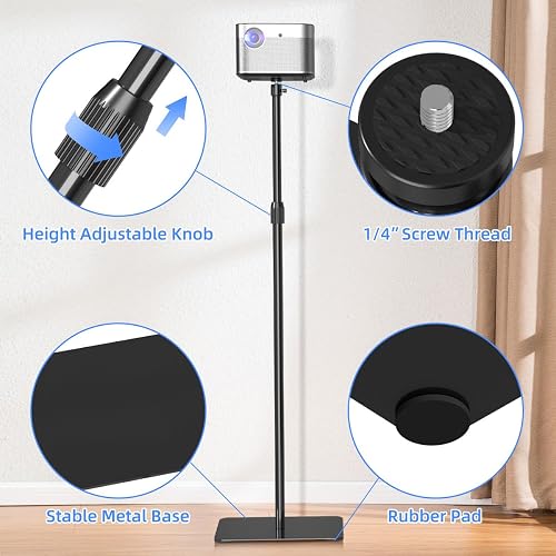 suptek Support de projecteur au Sol, Hauteur Réglable de 1 015 à 1 385 mm, Support de Plafond Universel pour Projecteur, Rotation à 360 degrés, Supporte jusqu'à 2 kg PR001F - 6