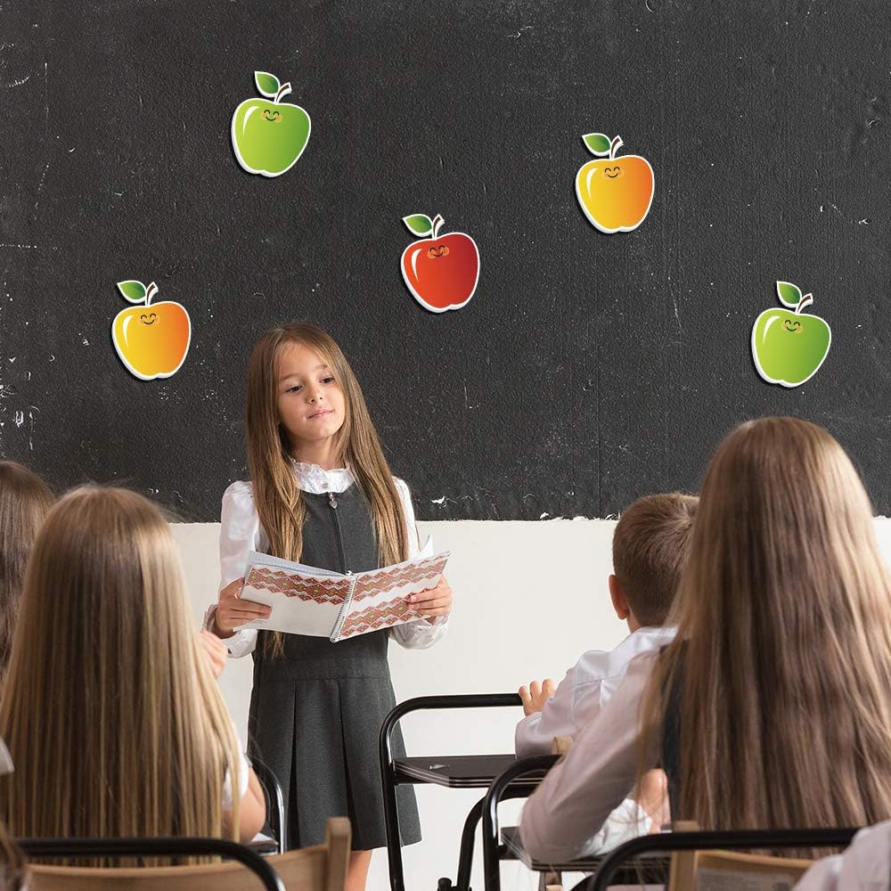 Apples Colorful Cut-Outs Sticker, Fall Classroom Décor, 50 Pcs Assorted Designs, Back-to-School Decoratio for Bulletin Board/Black Board Trim, Teacher/Student Use for Classroom/School Decoration