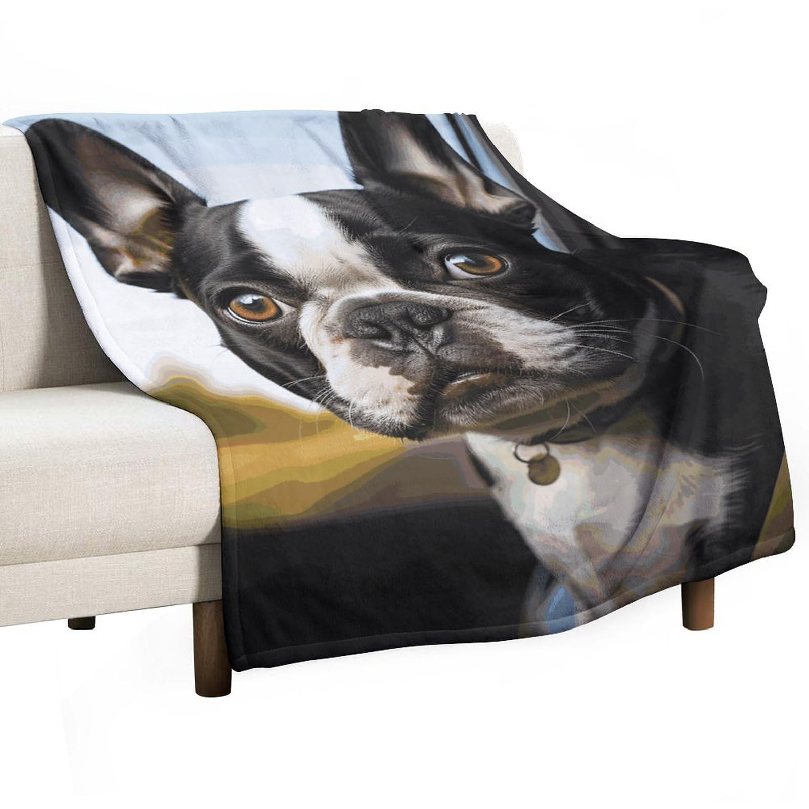 Couverture flanelle douce Boston Terrier grand lit canapé couverture légère toutes saisons