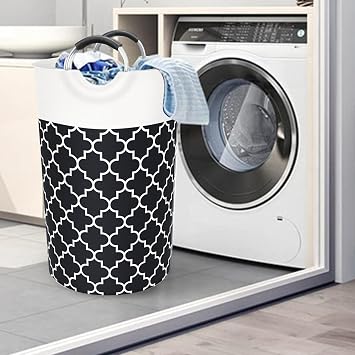 Large Laundry Basket, Laundry Hamper for Clothes, Collapsible Clothes Hamper Bag with Drawstring, Laundry Baskets for Bedroom Storage Black