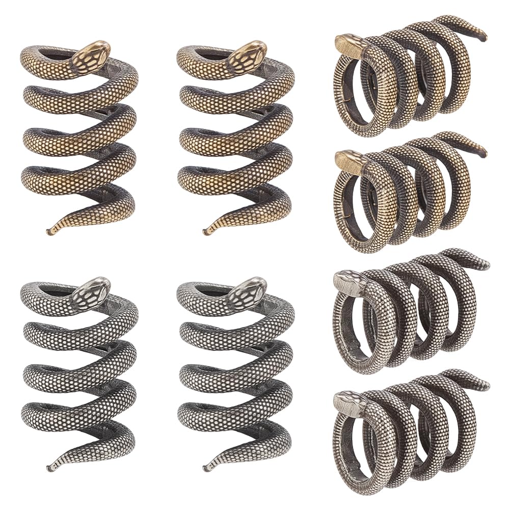 OLYCRAFT 8Pcs 2 Colors Spiral Snake Paracord Beads Large Hole European Spacer Bead Lanyard Paracord Beads with 6.5mm Hole Knife Lanyard Decoration for DIY Craft Bracelet Keychain Making Accessories