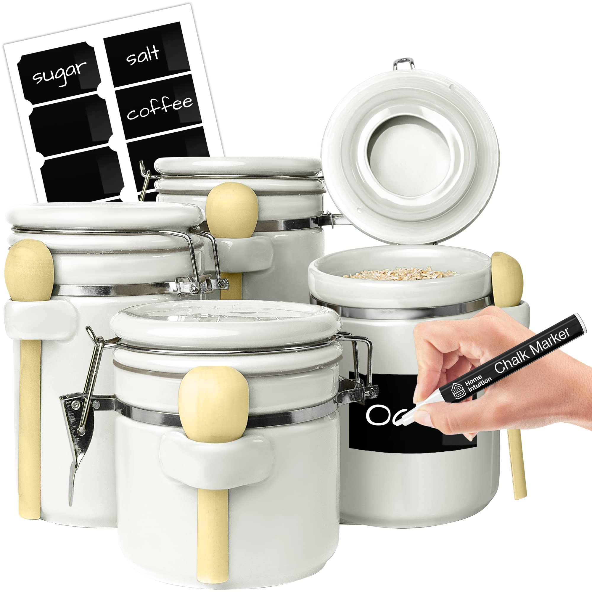 Amazon.com: Home Intuition 4-Piece Ceramic Kitchen Canisters Set
