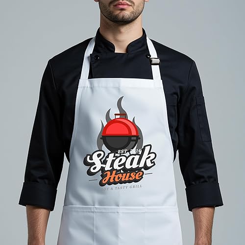 Miniatura 9 de Delantal con logotipo personalizado, nombre personalizado, delantales para fotos para hombres y mujeres, babero de chef ajustable impermeable con 2