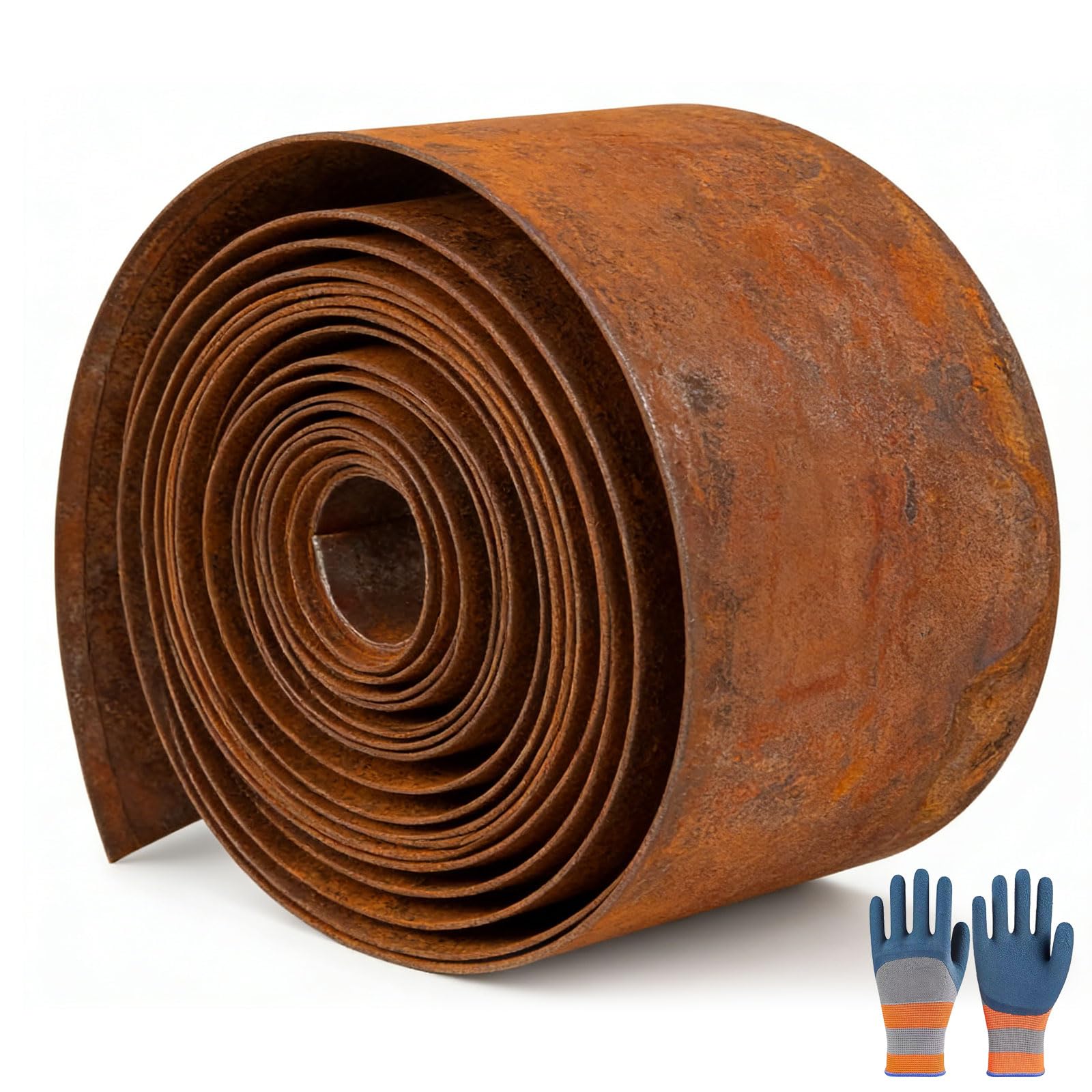 Krawędź trawnika ze stali Cortena, 10 m x 14 cm wysokości, krawędzie trawnika, stal Corten, elastyczne obramowanie rabatek, ruszt do zawężania grządek kwiatowych, ścieżek ogrodowych (10 m ×