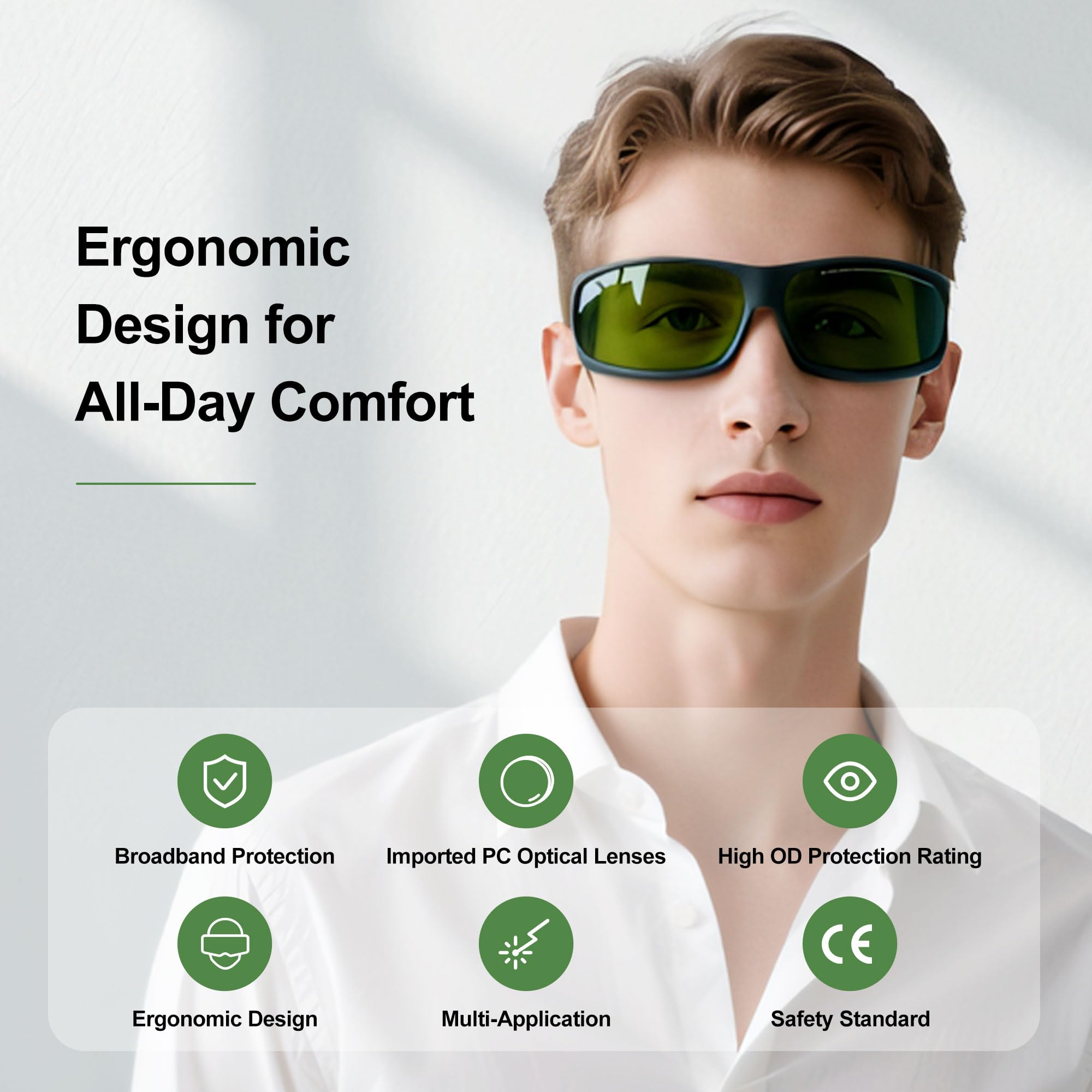 Gafas de seguridad láser, lentes láser OD6+ protección ocular