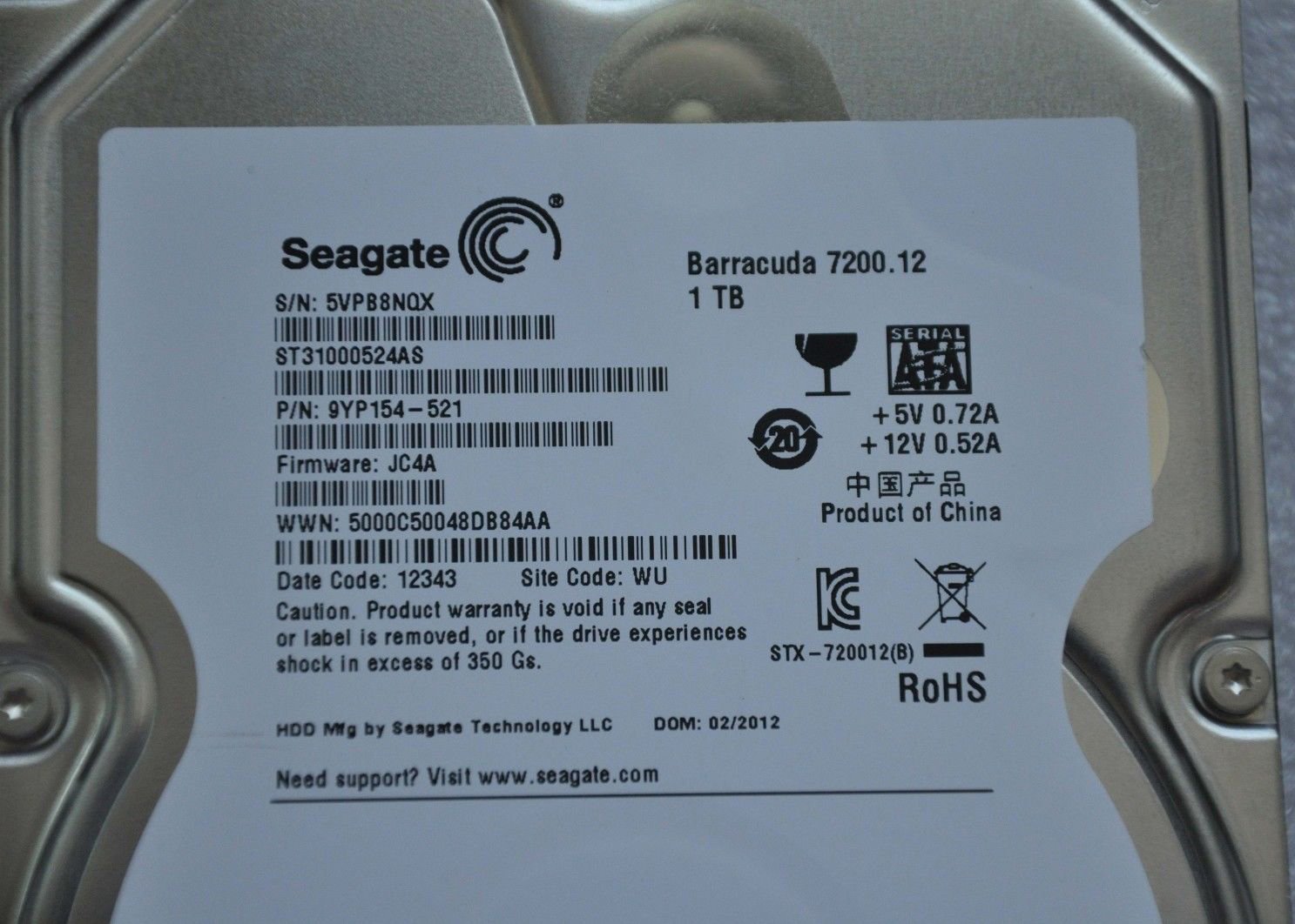 PCパーツ SEAGATE ST31000524AS Barracuda 1TB 7200 RPM 32MB cache SATA 6.0Gb/s 3. Seagate SEAGATE ST31000524AS Barracuda 1TB 7200 RPM 32MB