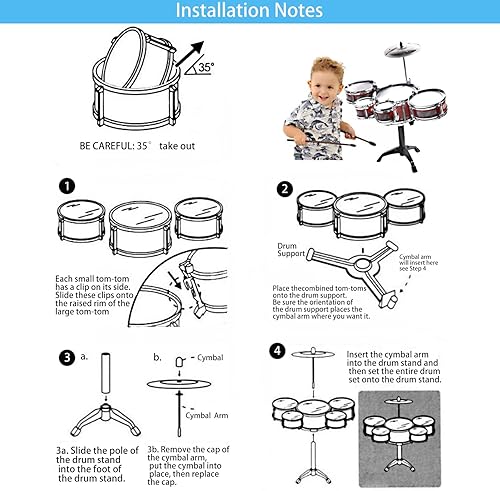 Miniatura 8 de Playtron - Juego de batería para niños pequeños mini juguete musical para niños pequeños regalo para fiestas de Navidad cumpleaños para niños de 1 a