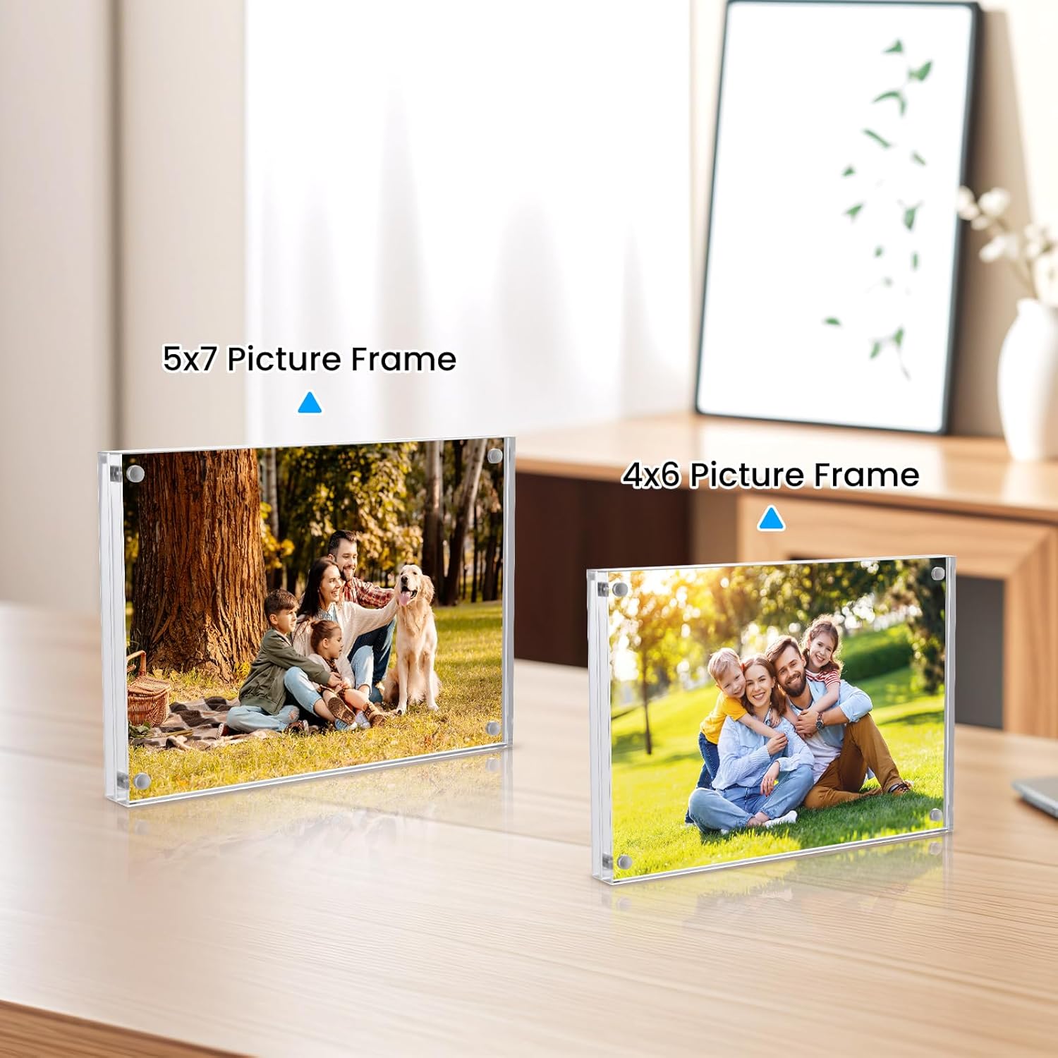 3 Pack 4x6 Acrylic Picture Frames Double Sided Display 10mm+10mm Thick High Clarity Clear Frameless Block for Any Room Home or Office (4x6,Clear)