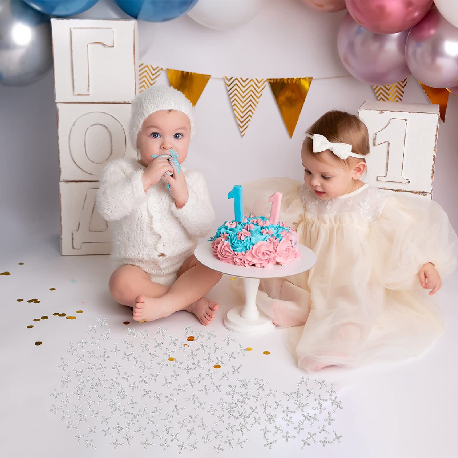 Labakita Konfetti do stołu krzyżowego na chrzest, konfetti krzyżowe, na chrzest, komunię, baby shower, konfetti na stół, dekoracja krzyża, 200 szt. (srebrne)