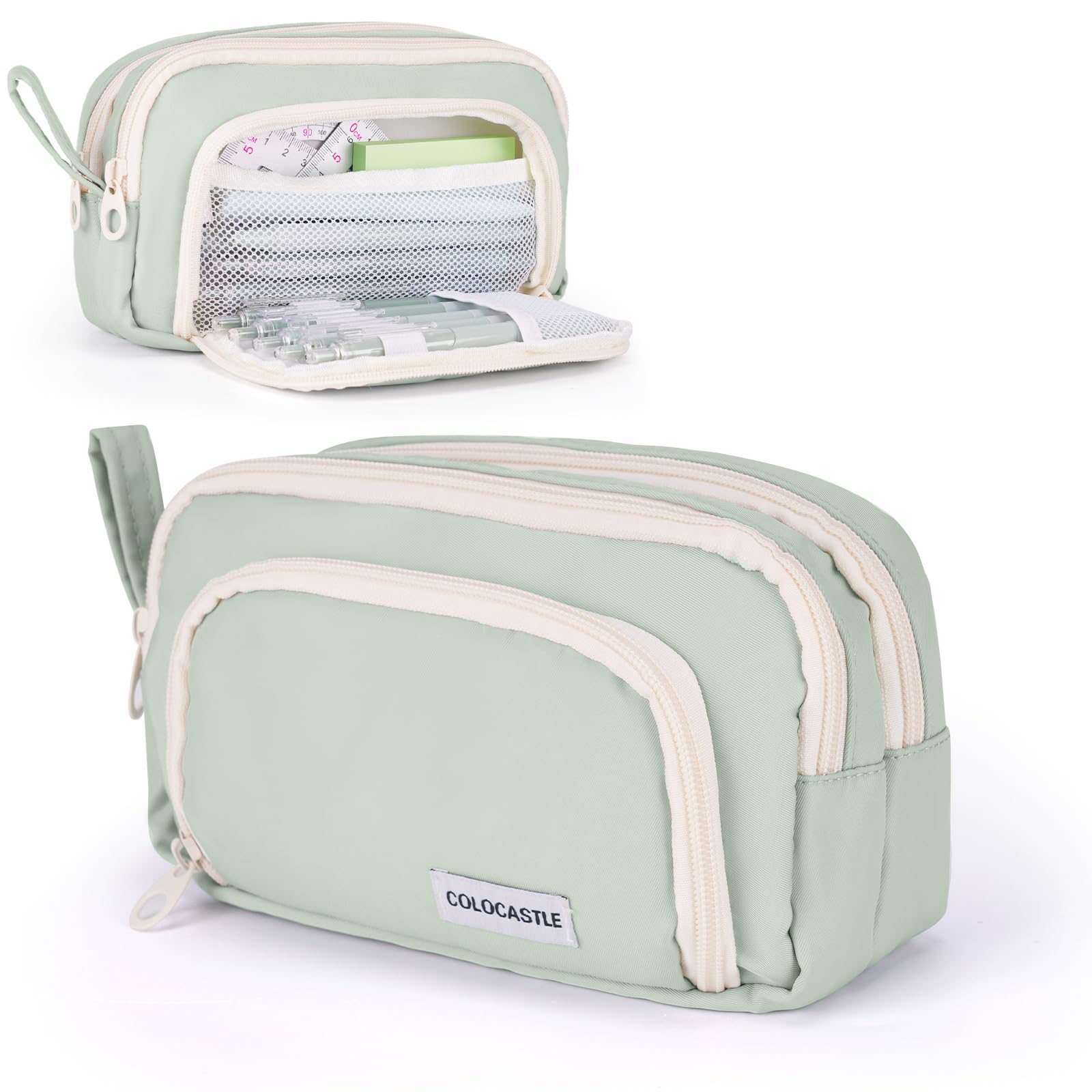 COLOCASTLE Pencil Case Large Capacity Pencil Pouch 3 Compartments, Pen Pouch Bag Pen Case for Girls, Boys, Students, Sationery Storage Organizer for Office, School, Cosmetics, Tools