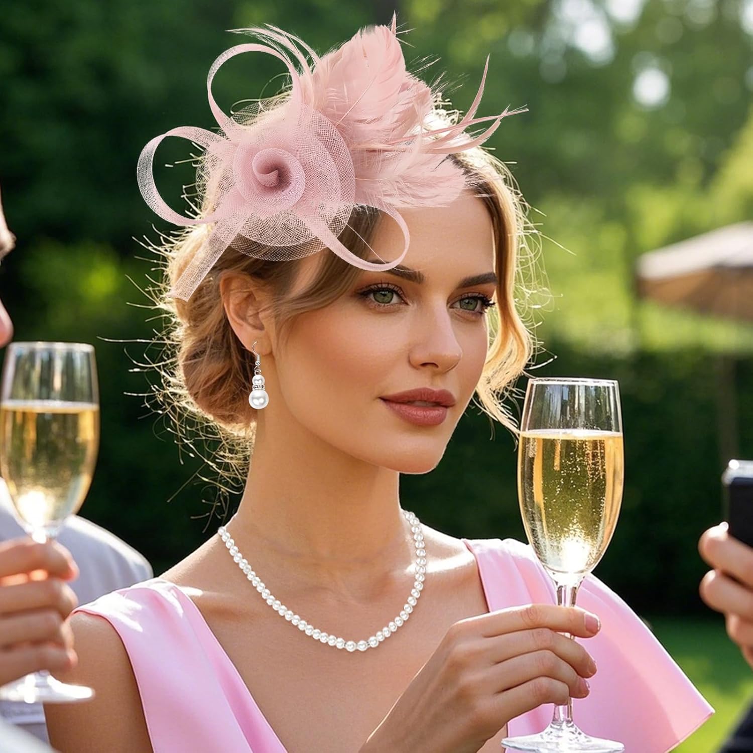 Fascinators Hat for Women Tea Party Headband Derby Wedding Flower Cocktail Mesh Feathers Hair Clip - Image 5