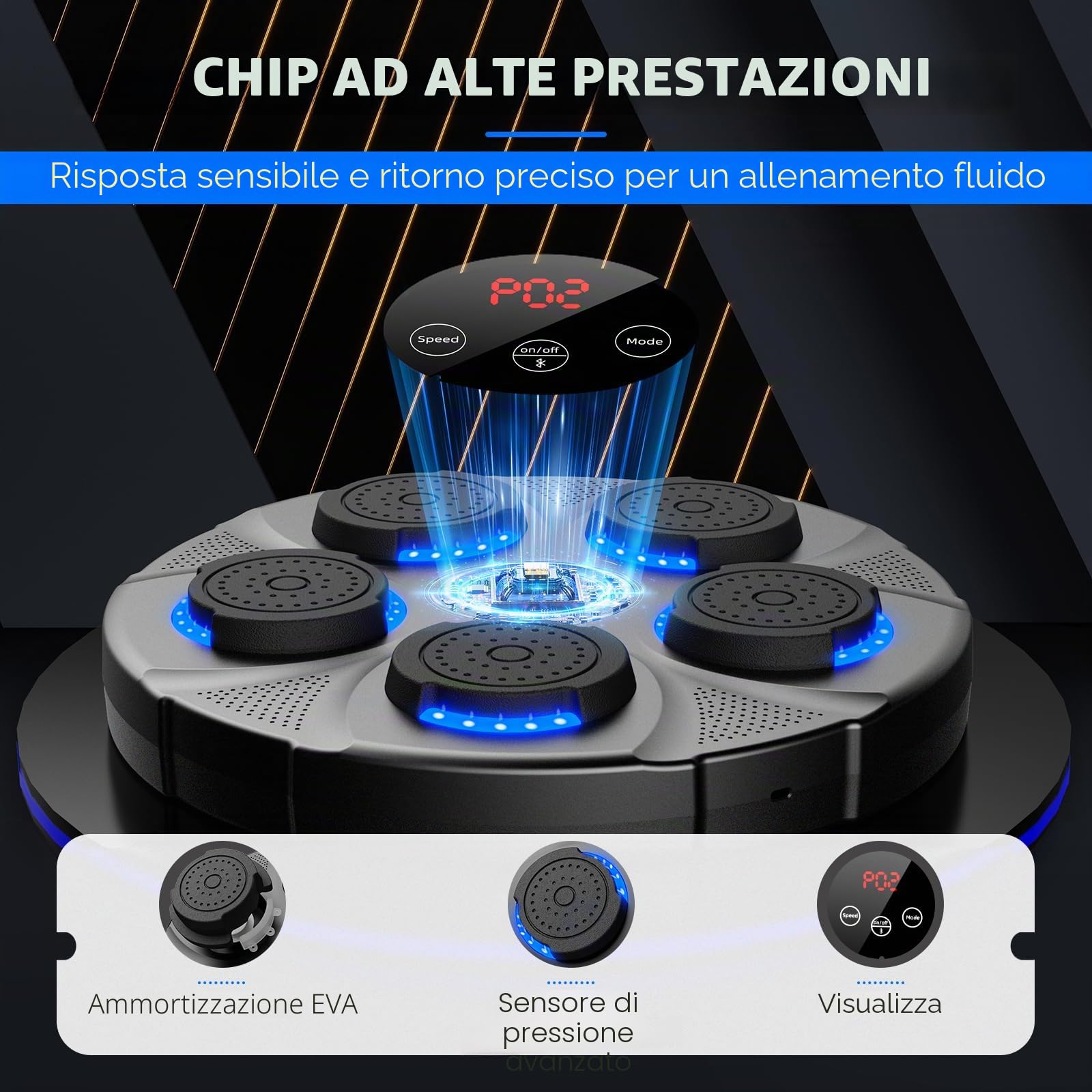 HotHands Macchina da Boxe Musicale, Macchina da Pugilato Musicale a LED con Bluetooth, 9 modalità e velocità, Esercitatore Elettronico Intelligente di Pugilato Musicale per Bambini e Adulti in Casa
