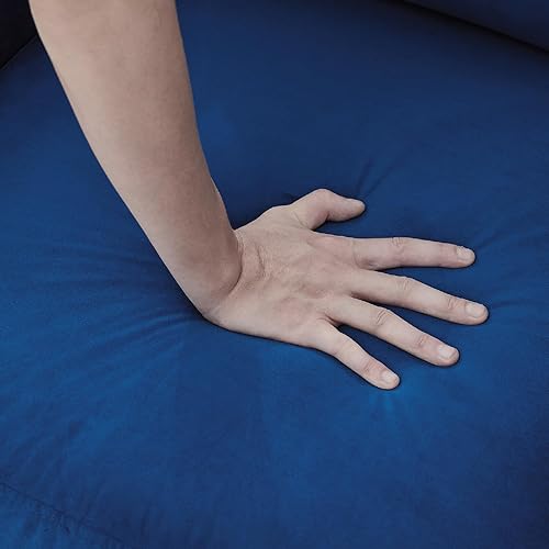 Miniatura 6 de Juego de 2 sillas decorativas de terciopelo modernas con patas de metal dorado tapizadas, sillón de lectura, sofá pequeño para sala de estar,