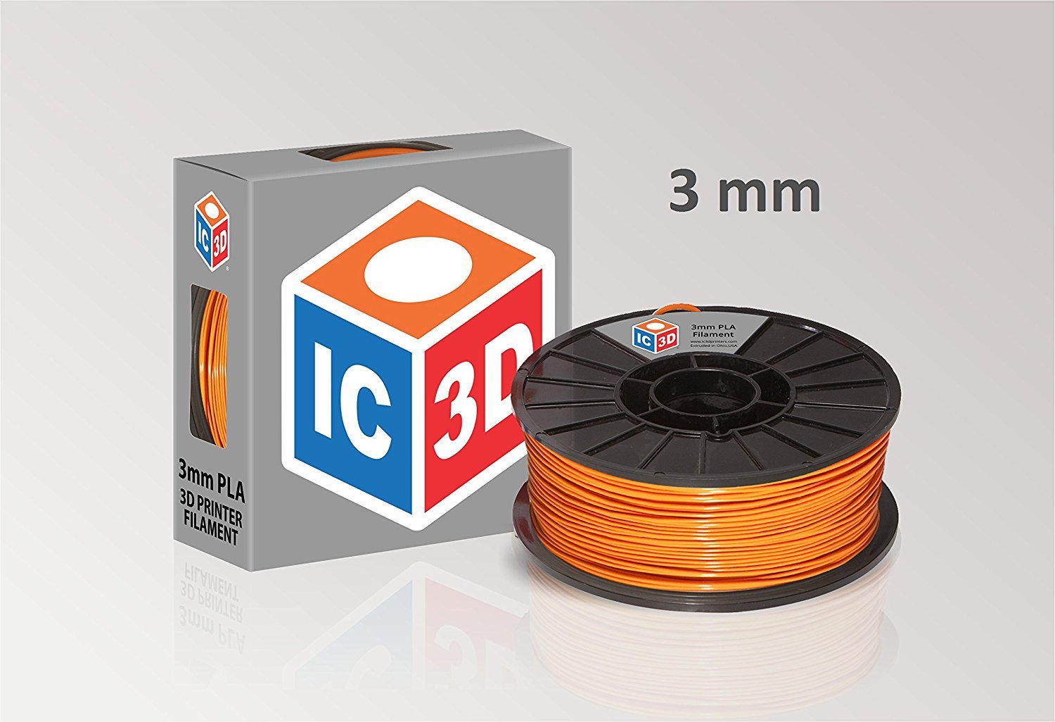 IC3D Orange 2.85mm PLA 3D Printer Filament - 1kg Spool - Dimensional Accuracy +/- 0.05mm - Professional Grade 3D Printing Filament - Made in USA