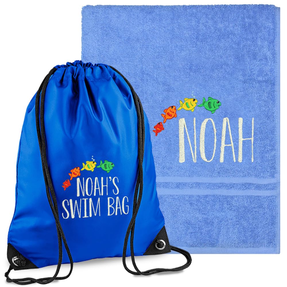 TeddyT's Personalised Boy's Fish Swimming Bag & Bath Towel Set