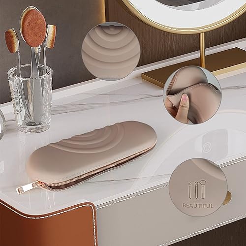 Miniatura 9 de ONIYSA Soporte para brochas de maquillaje de silicona, bolsa de maquillaje de gran capacidad con cremallera, bolsa de maquillaje portátil de tamaño