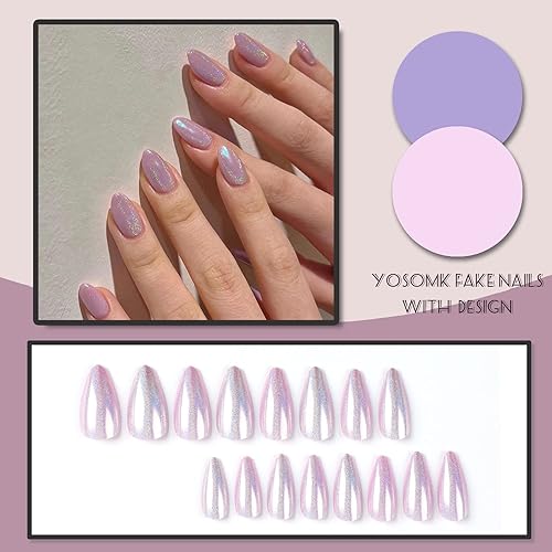 Miniatura 37 de Uñas postizas a presión marrón café, uñas postizas medianas de almendra, color sólido, cobertura completa, uñas postizas artificiales brillantes