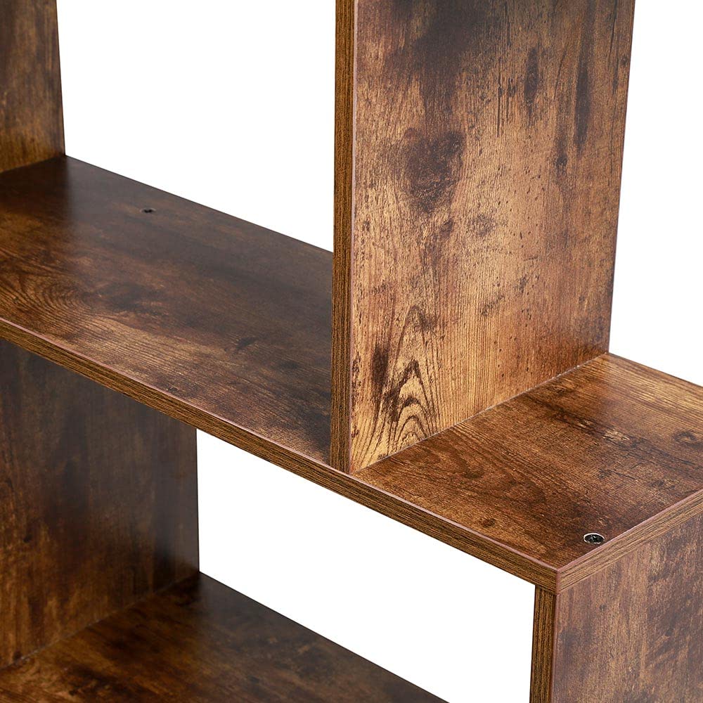 BAKAJI Libreria Scaffale 6 Ripiani in Legno MDF Design Zig Zag Moderno Industriale per Soggiorno Salotto Casa o Ufficio Dimensioni: 159 x 70 x 24 cm
