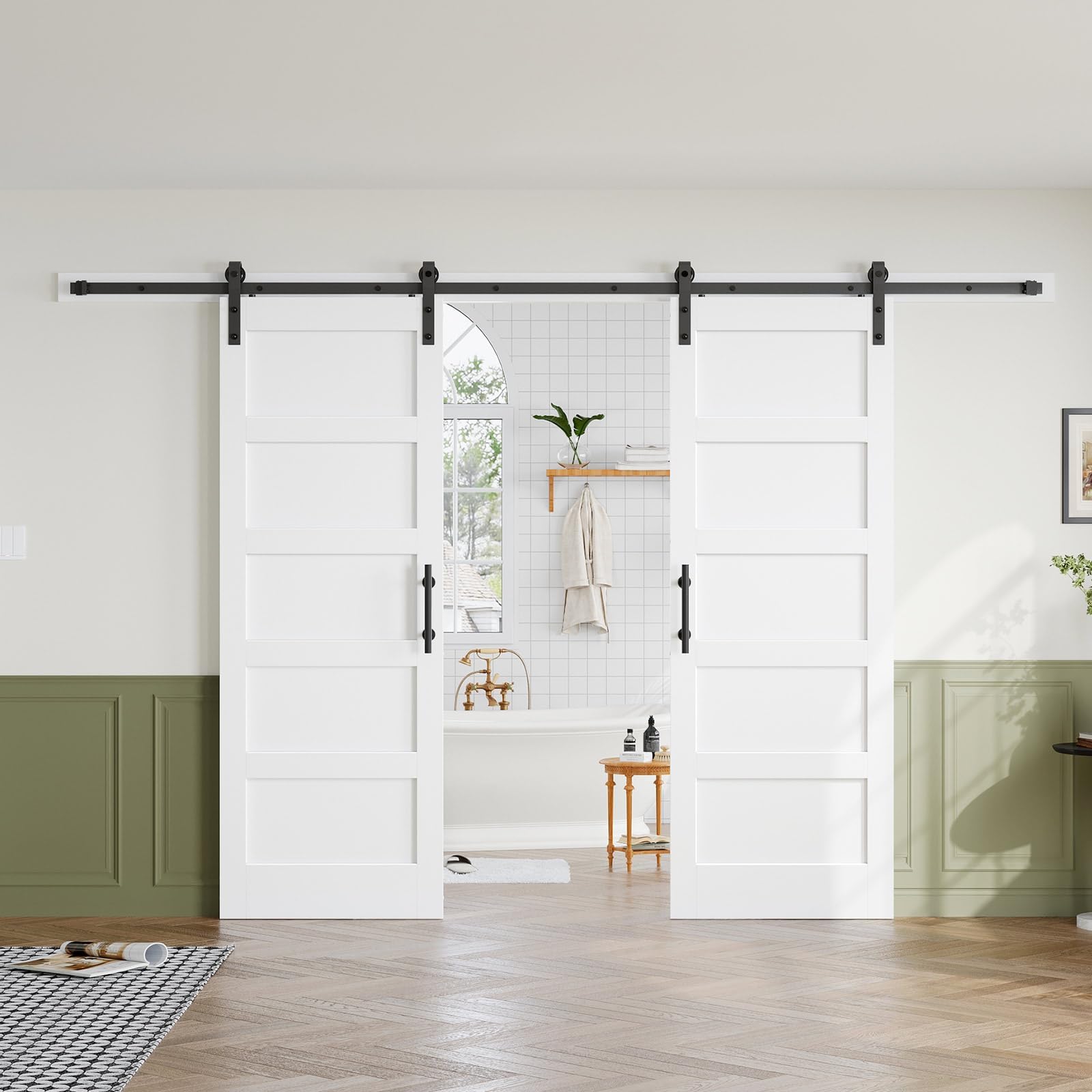 White Sliding Barn Doors with Hardware 32x96 Interior Bedroom Door,64inch