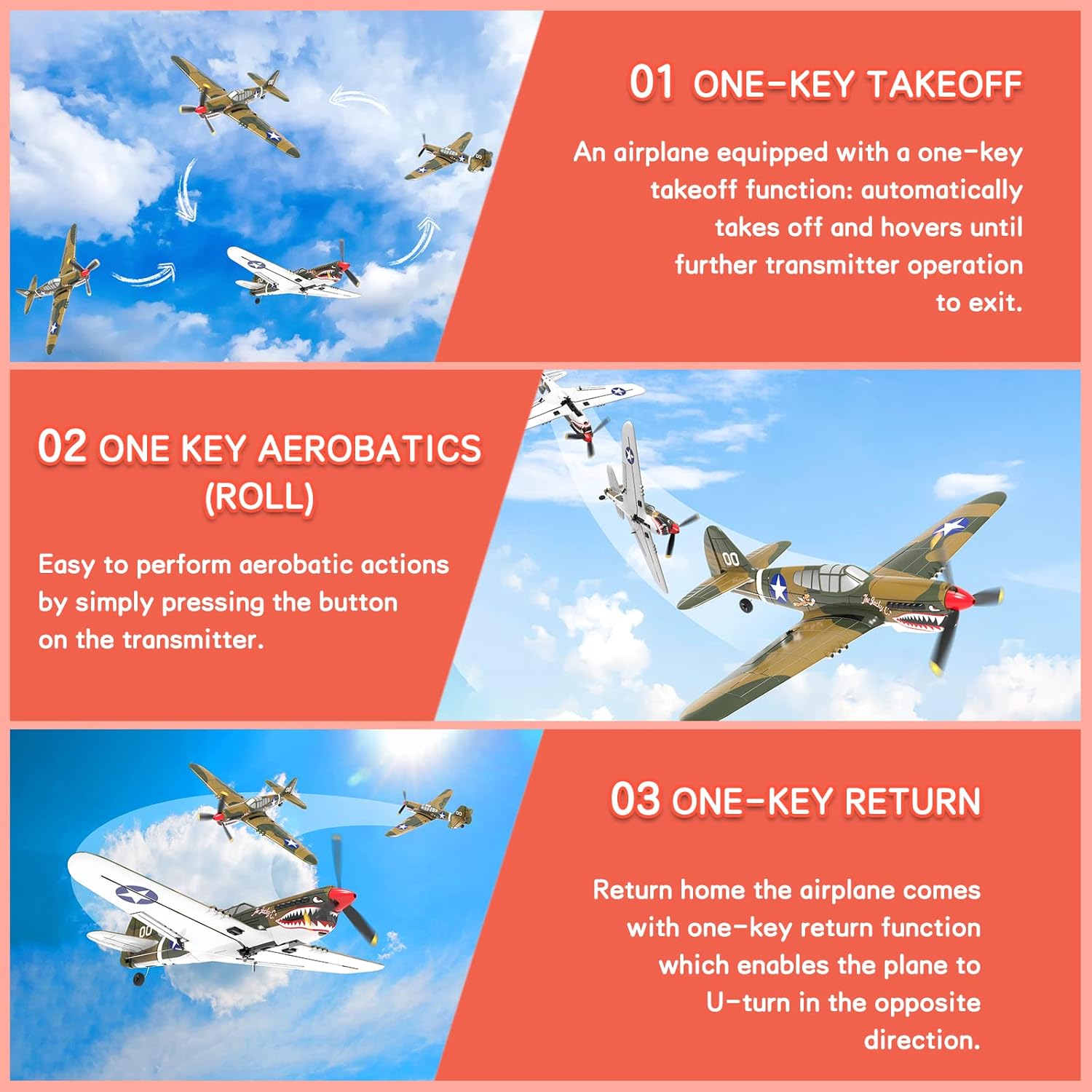 RC Plane 4 Channel Remote Control Airplane, Ready to Fly RC Airplane with Xpilot Stabilization System and One Key Aerobatic for Beginners Adult