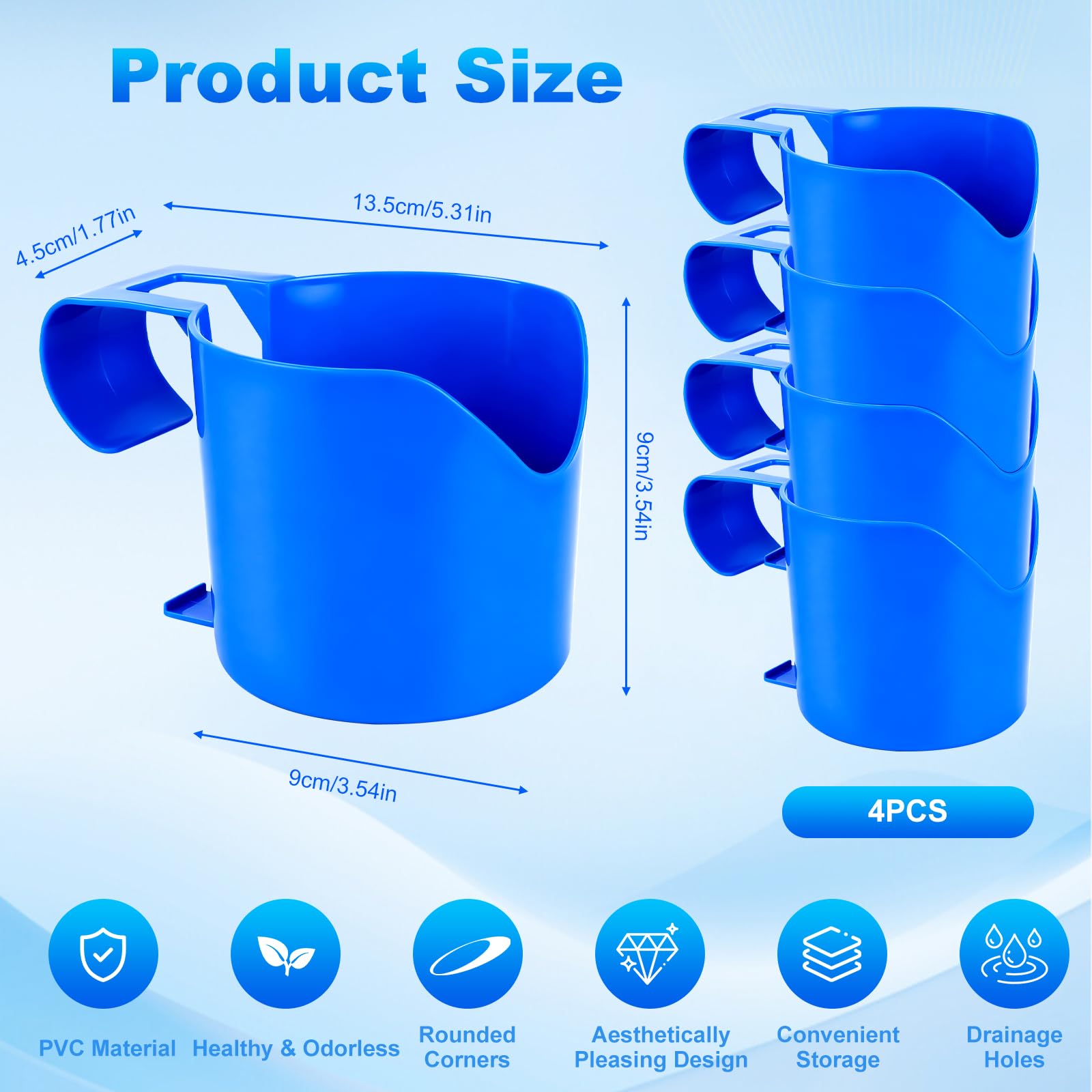 Lot de 4 porte-gobelets de piscine Poolside - En plastique - Refroidisseur de caisse à bière - Pour piscine - Support suspendu - Accessoires de piscine pour piscine hors sol