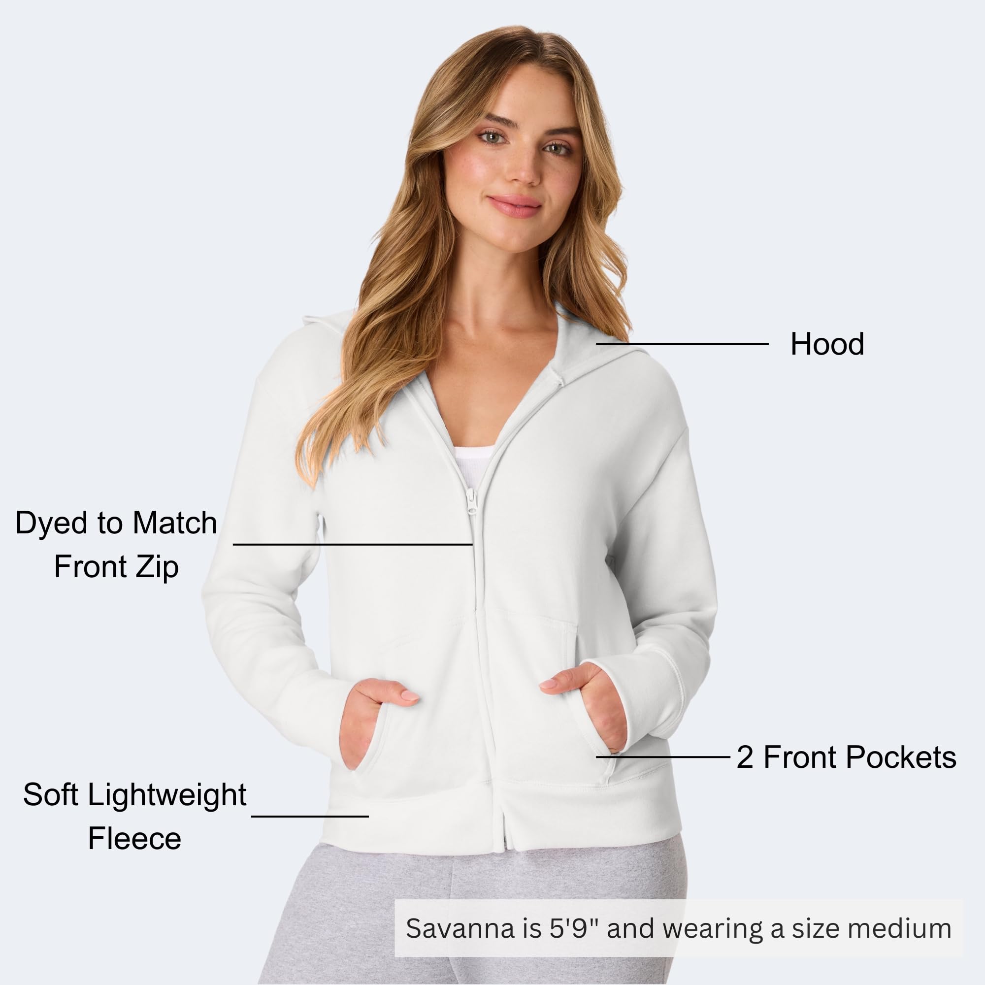 Hanes EcoSmart Full-Zip Hoodie Sweatshirt Sweat à Capuche Femme (Lot de 1)