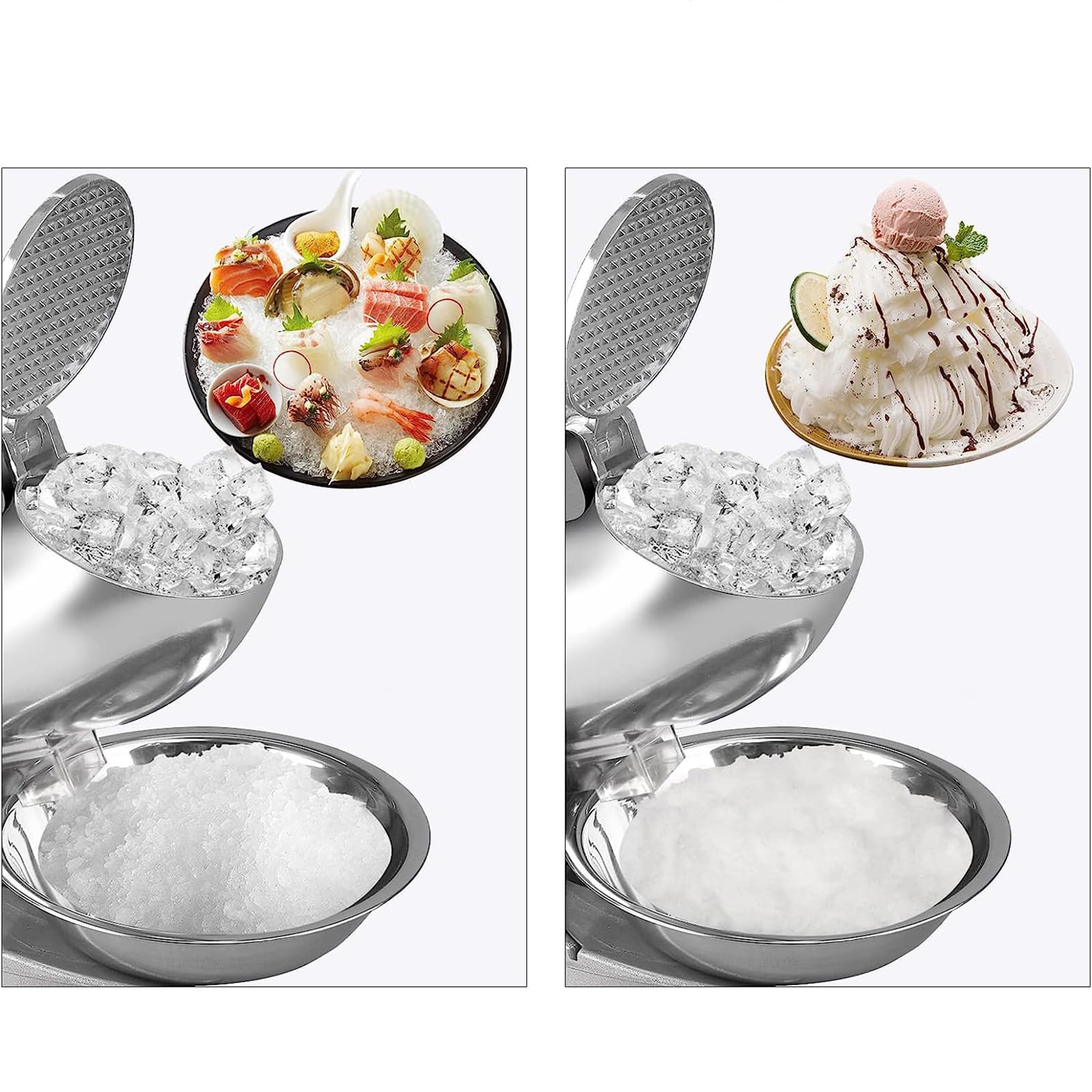 Tritaghiaccio elettrico, 350 W, in acciaio inox, per coni di neve, funzionamento facile, ideale per ristoranti, panetterie, pasticcerie e caffetterie