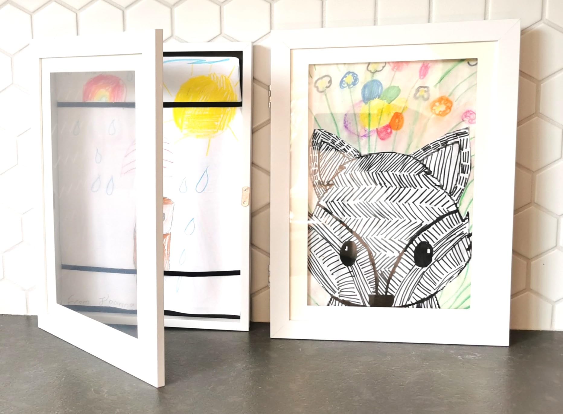 MiniOwls Changeable Kids Art Frames, Front-Opening, Art Storage - Great for Kids Drawings, Artworks, Children Art Projects, Schoolwork, Home or Office Wall Decor Wooden Picture Frame