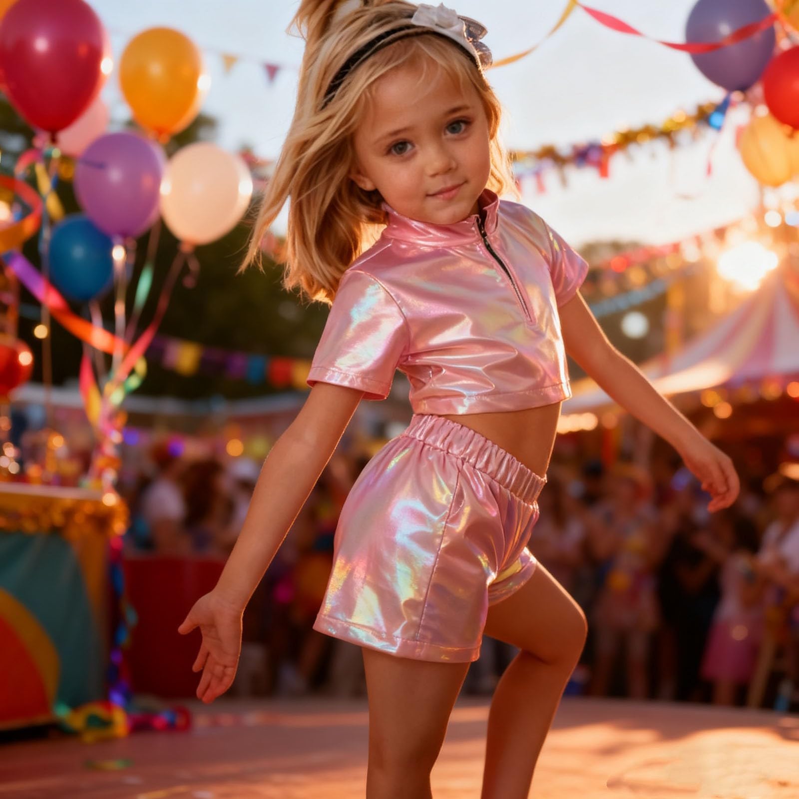 Generisch Pantalones cortos de baile para niñas, brillantes, metálicos, para fiestas